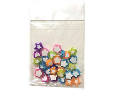 Livepac Office Gummibänder 25 Loom Beads für Loom Gummibänder / Herze + Sterne + Blumen