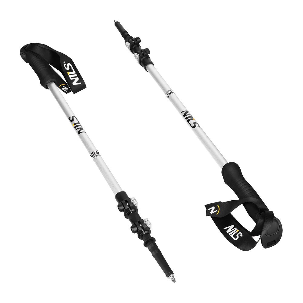 Nils Trekking-Stöcke Wanderstöcke Nordic-Walking-Stöcke Teleskopstöcke (Spar-Set, 2 St., 65 - 135 cm aerodynamisch), Aerodynamisches Profil, Alu 6061/7075, EVA-Griff