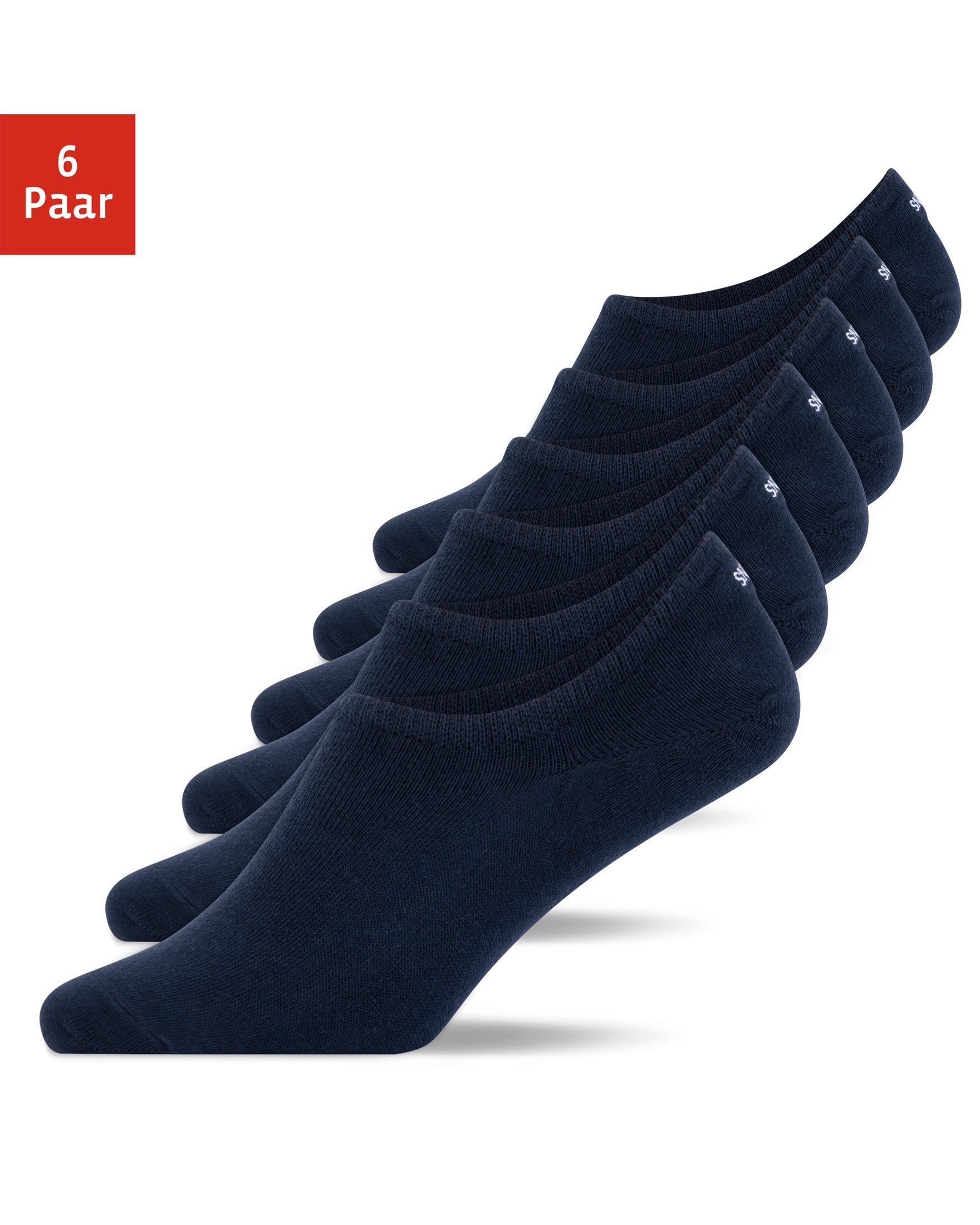 SNOCKS Подследники Invisible Socks Sneaker Носки Damen & Herren (6-Paar) aus Bio-Baumwolle, mit Anti-Rutsch-Pad und unsichtbar in den Schuhen
