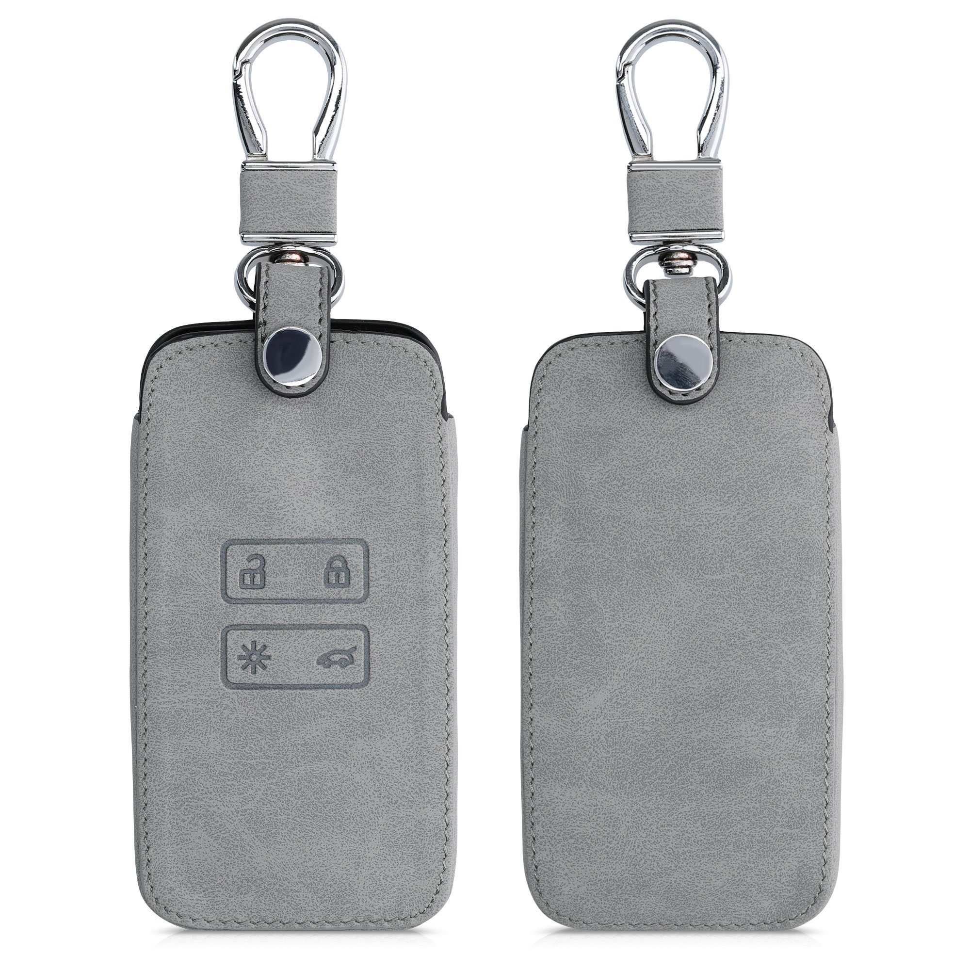kwmobile Schlüsseltasche Autoschlüssel Hülle für Renault, Wildlederoptik - Kunstleder Schutzhülle Schlüsselhülle Cover Grau