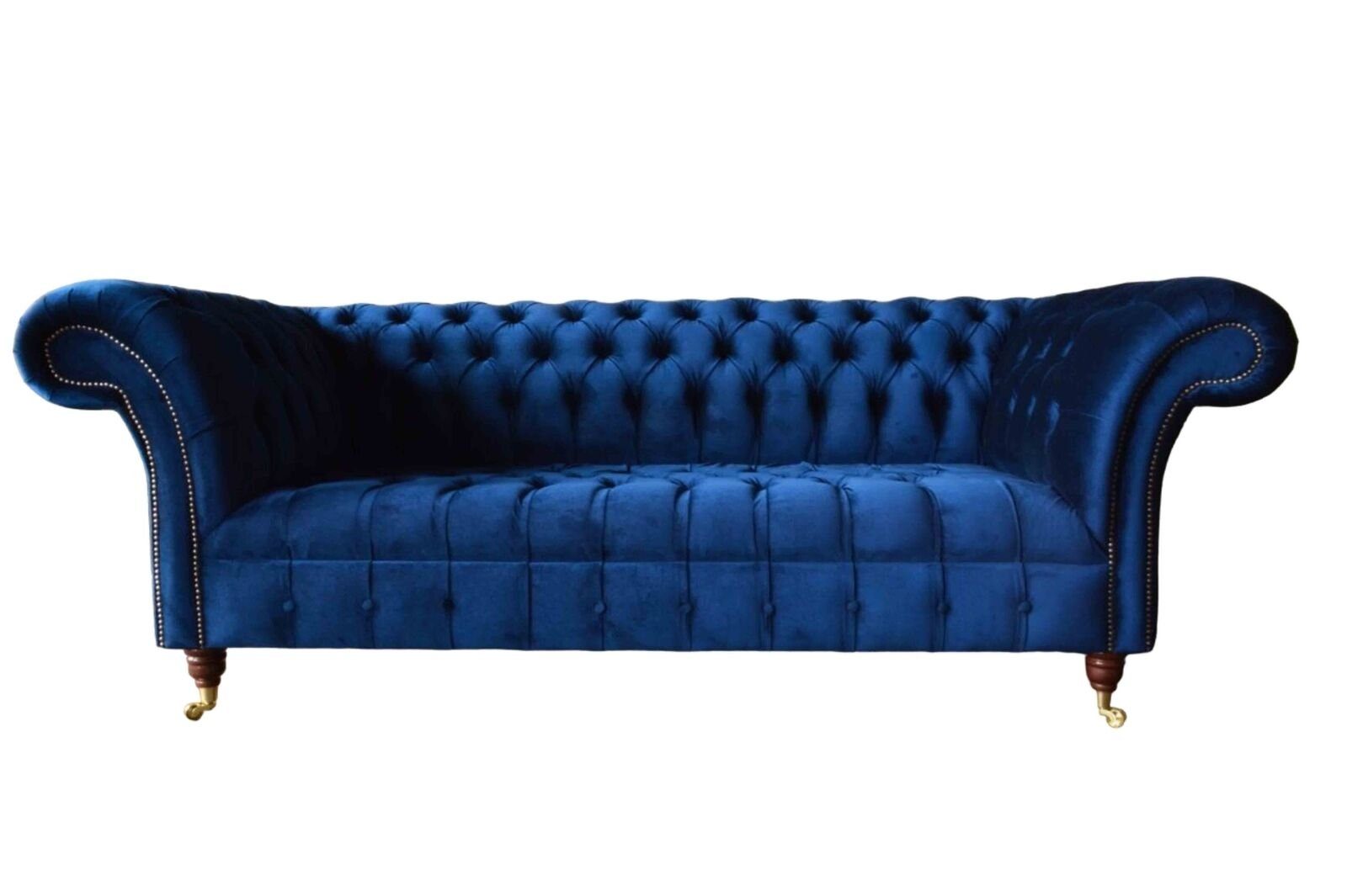 Dreisitzer Textil, Шт Sofa Ьфву JVmoebel Sofas Sofa Blaue Chesterfield Sitzer Luxus 3 Угкщзу