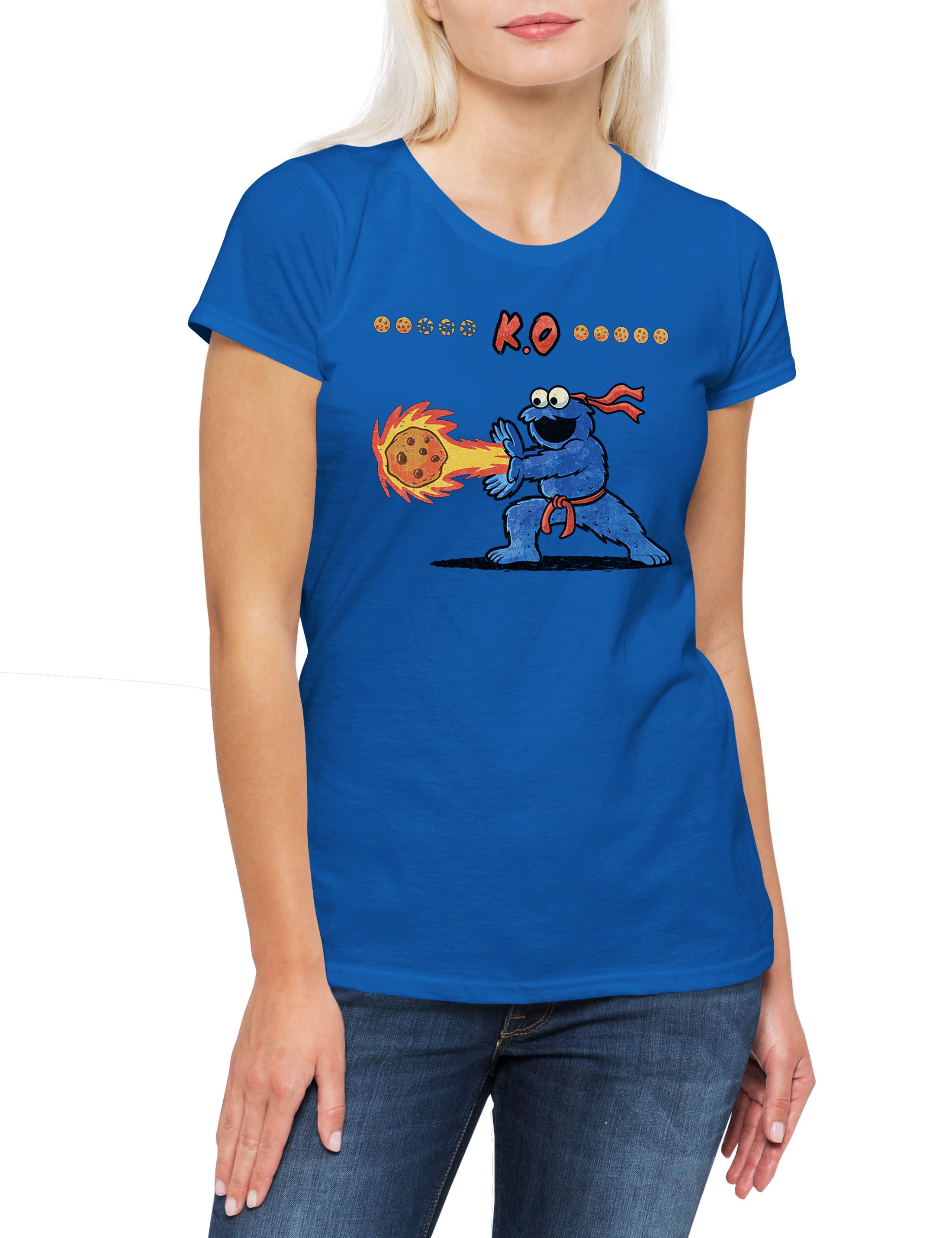 Print-Shirt Cookie Hadouken Damen T-Shirt Street Comic Cartoon Monster Fighter