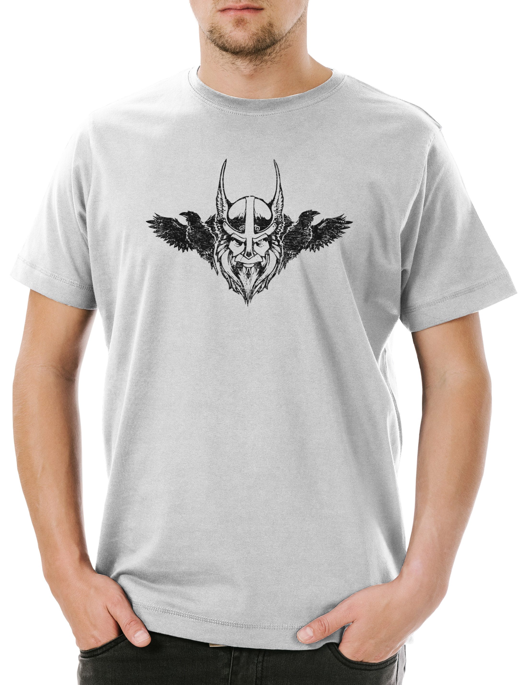 Print-Shirt Odhin Norse Ravens Herren T-Shirt Hugin Vikings Munin Raben Wikinger