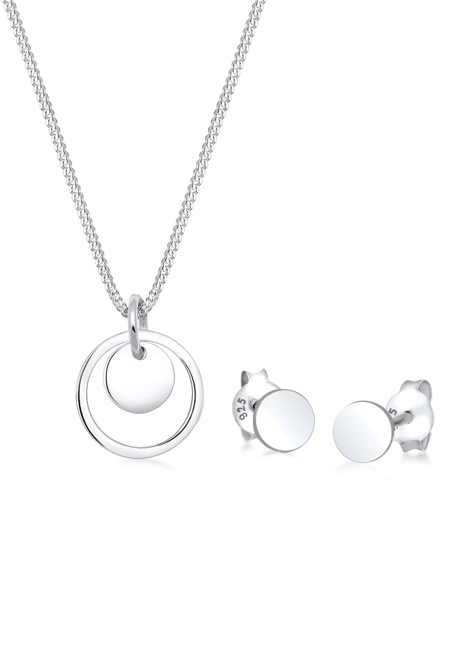 Elli Schmuckset Rund Plättchen Kette Ohrstecker günstig online kaufen