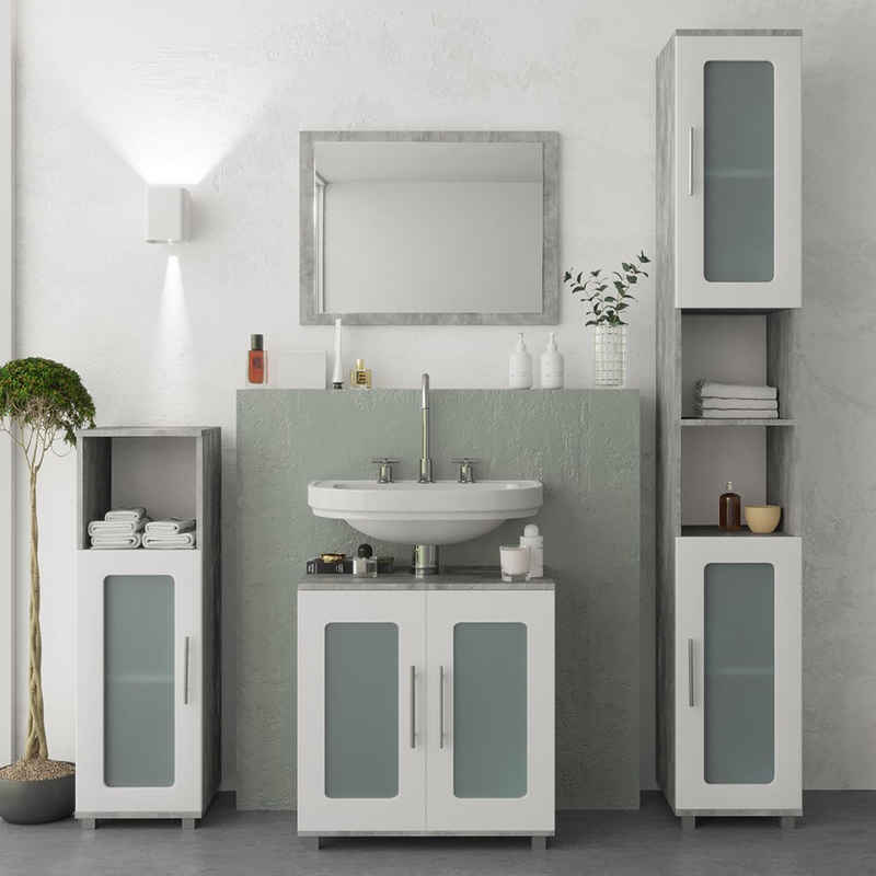 Vicco Badspiegel »45 x 60 cm Grau Beton - Badezimmerspiegel Spiegel Hängespiegel«