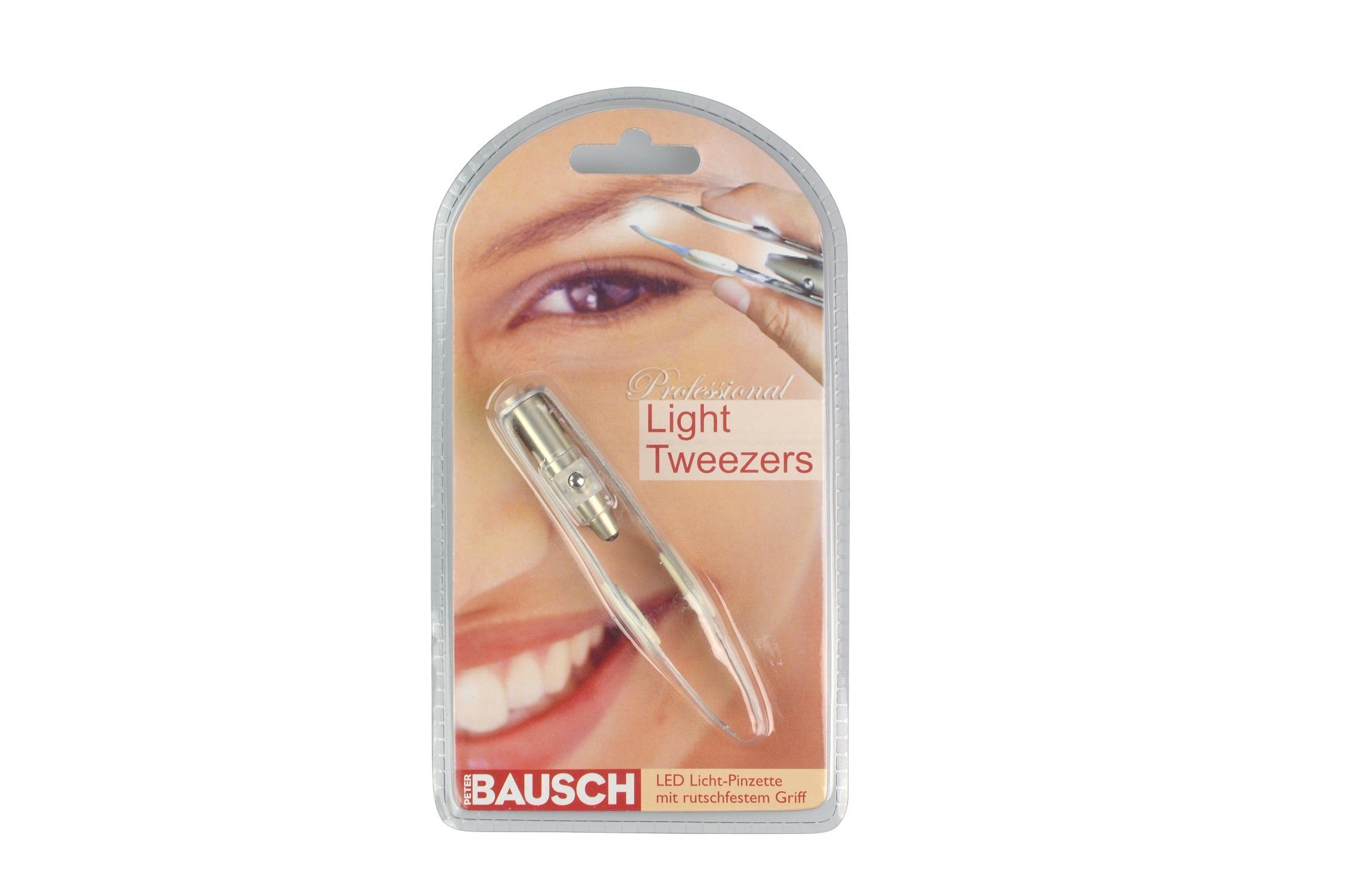 PETER BAUSCH Augenbrauenpinzette LED mit Licht-Pinzette PZ52B rutschfestem Griff