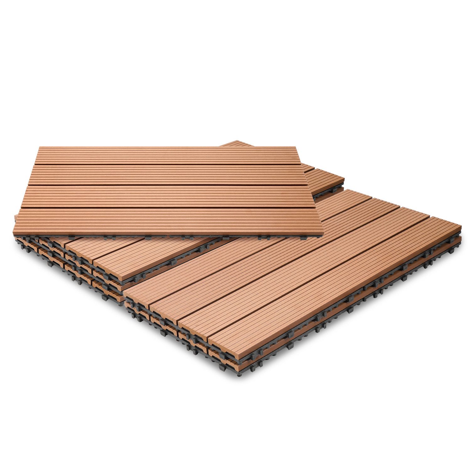 Clanmacy Holzfliesen WPC Terrassenfliesen Holzfliesen 60x30cm günstig online kaufen