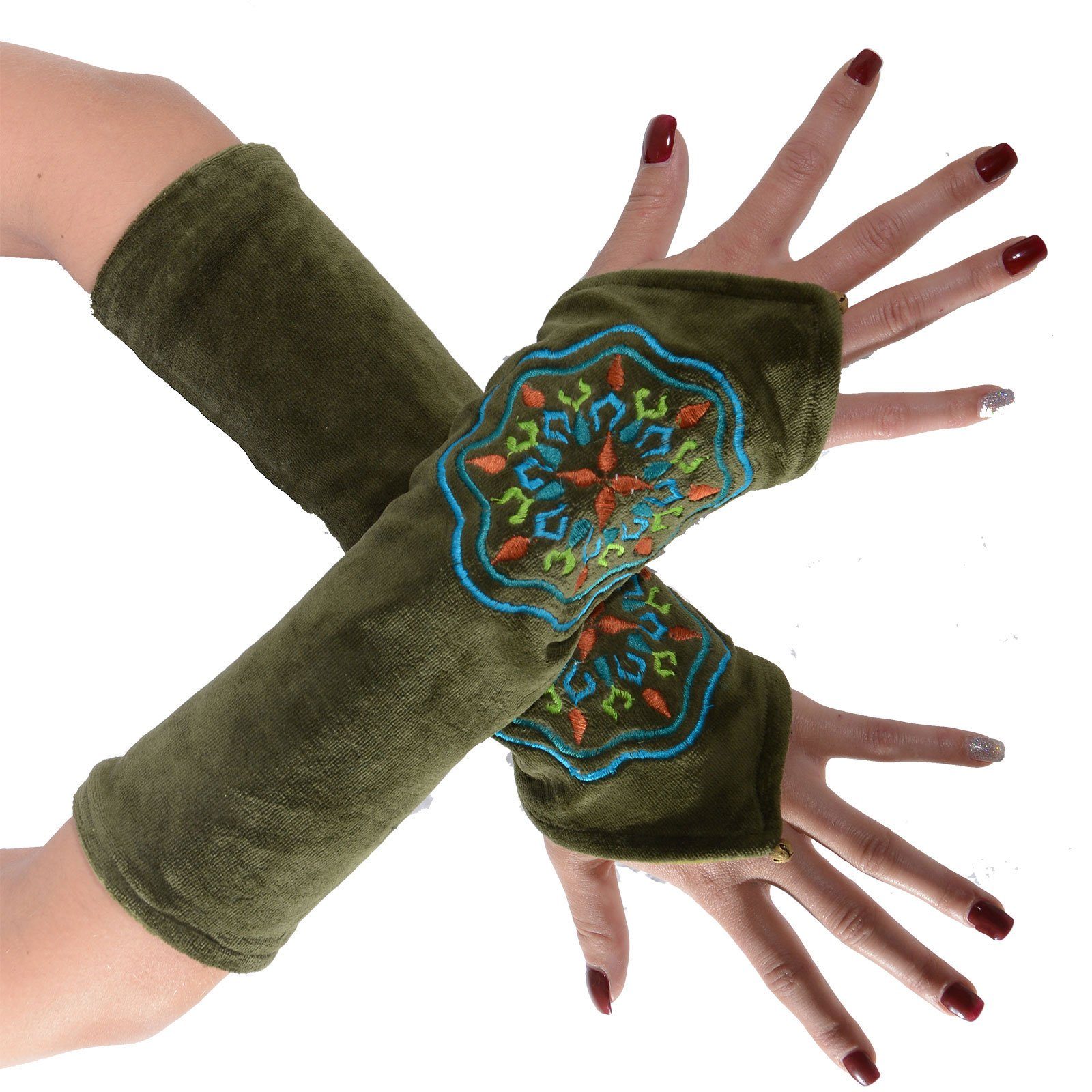 KUNST UND MAGIE Armstulpen »Kunst und Magie Samt Armstulpen Stulpen  Handwärmer "Mandala Muster" Handschuhe« online kaufen | OTTO