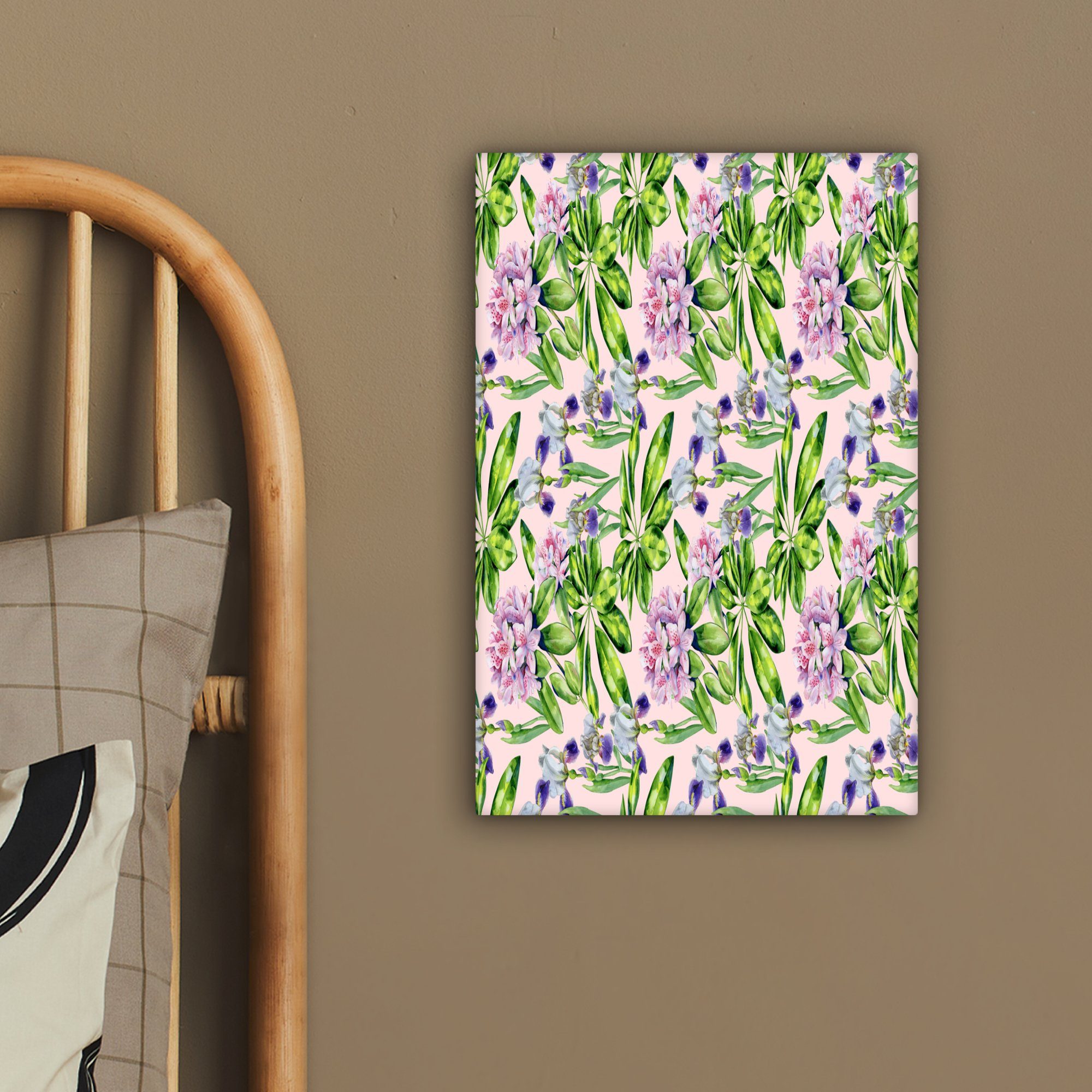 OneMillionCanvasses® Leinwandbild Zackenaufhänger, Hortensie - inkl. cm fertig St), Farben, (1 Blumen - Leinwandbild 20x30 Gemälde, bespannt