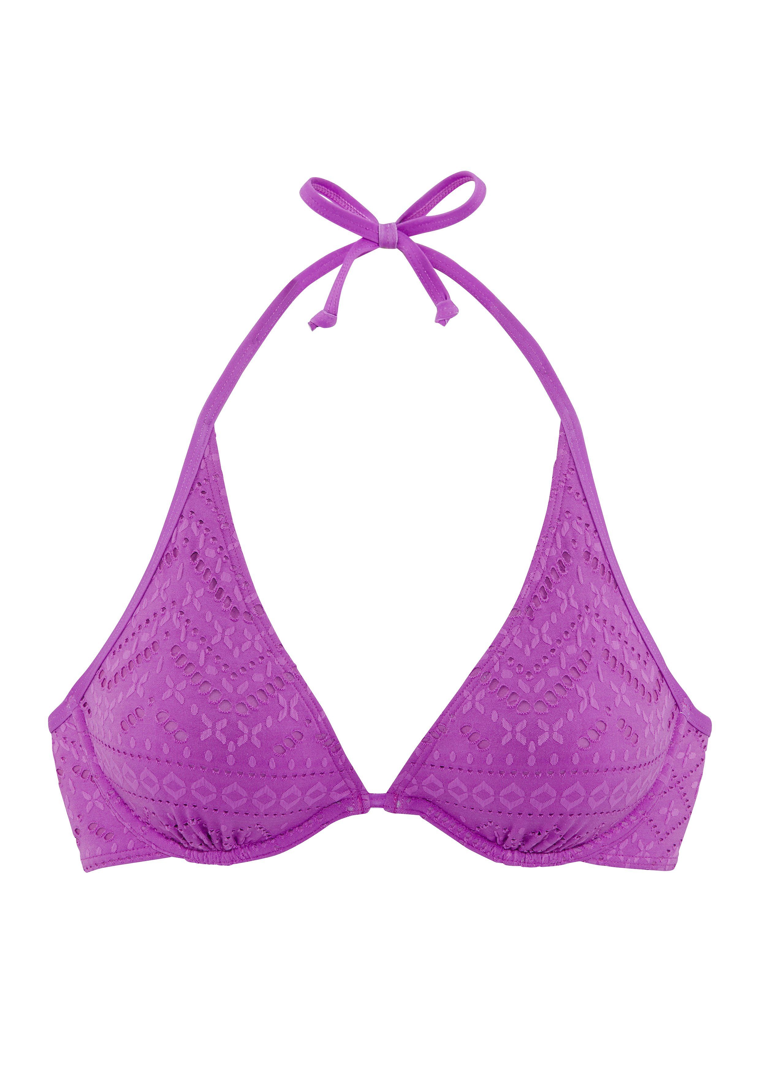 LASCANA Bügel-Bikini-Top Omara, mit Lochstickerei günstig online kaufen
