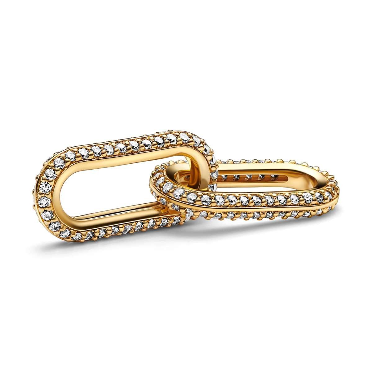 Pandora Kettenanhänger 769660C01, Doppeltes Verbindungselement Goldfarben Pavé Weiß