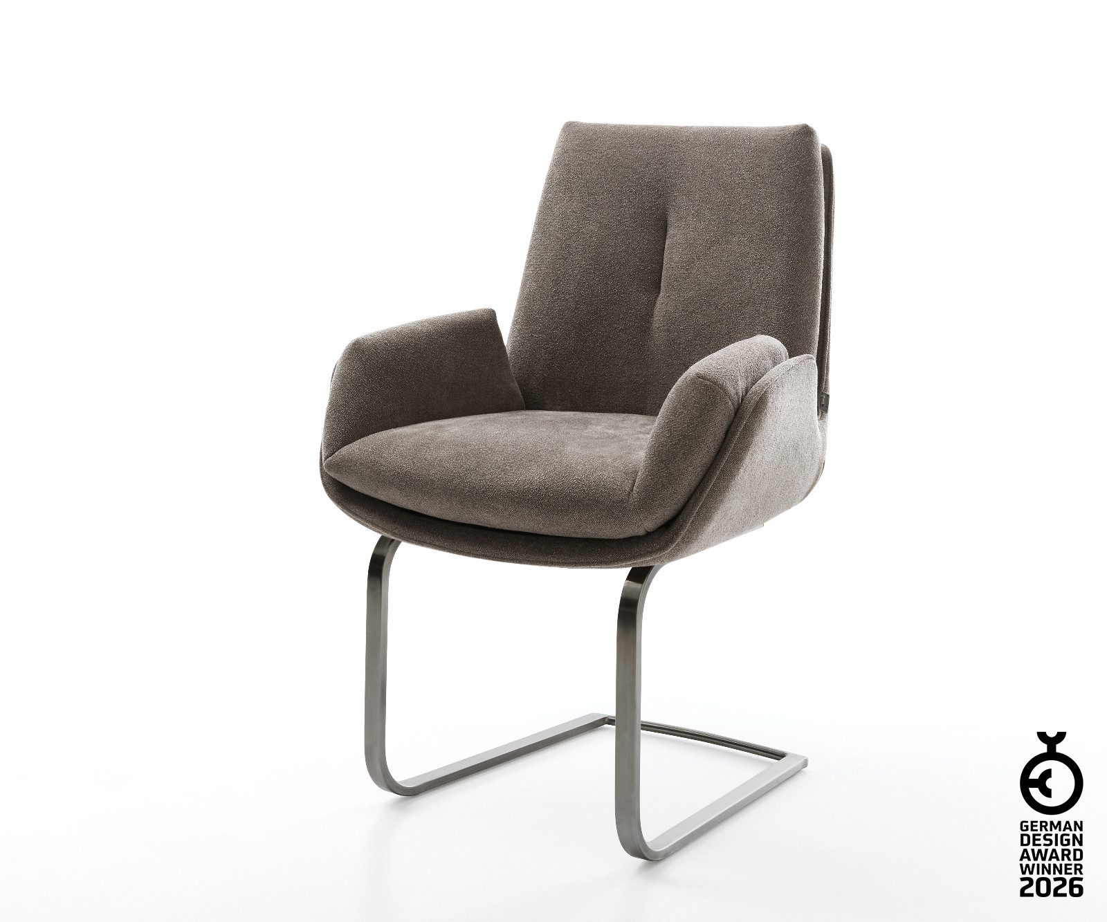 DELIFE Polsterstuhl Clea-Flex, Freischwinger flach Graphit Strukturstoff Soft Taupe