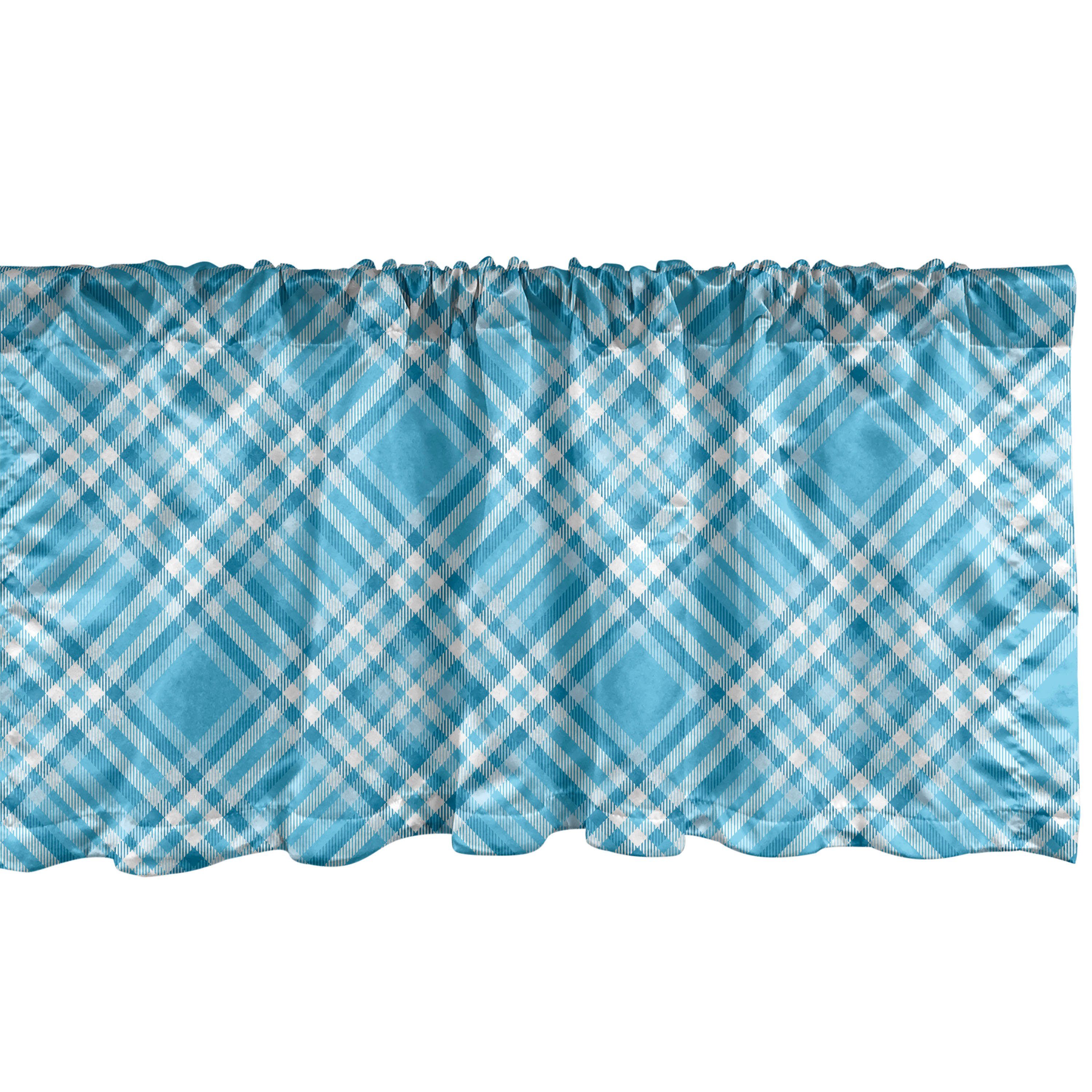 Scheibengardine Vorhang Volant für Küche Schlafzimmer Dekor mit Stangentasche, Abakuhaus, Microfaser, Plaid Britischer Diagonal-Platz prüfen