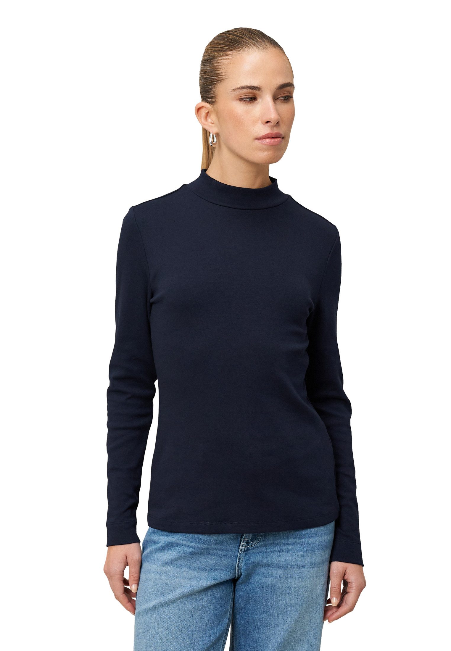 Zero Kurzarmshirt Damen mit Stehkragen (1-tlg) Plain/ohne Details