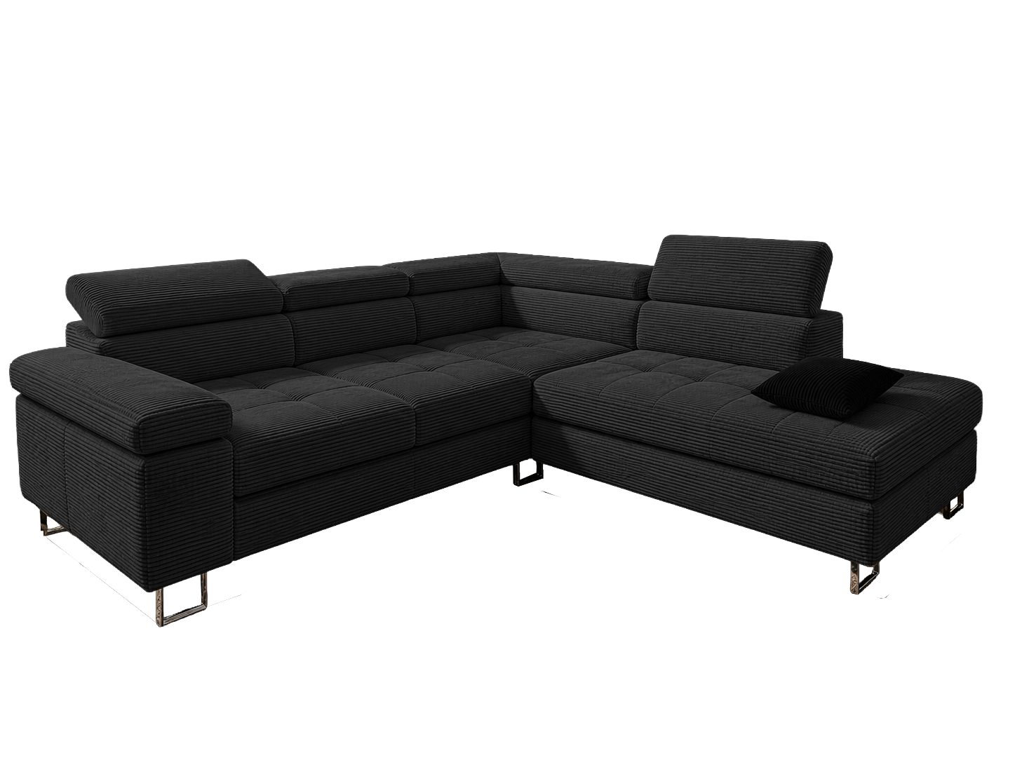Goldstoff Ecksofa mit Schlaffunktion, Cord Couch für Wohnzimmer - Cord Ecksofa, Cord Sofa VOYAGE 2 Teile, Großer Bettkasten