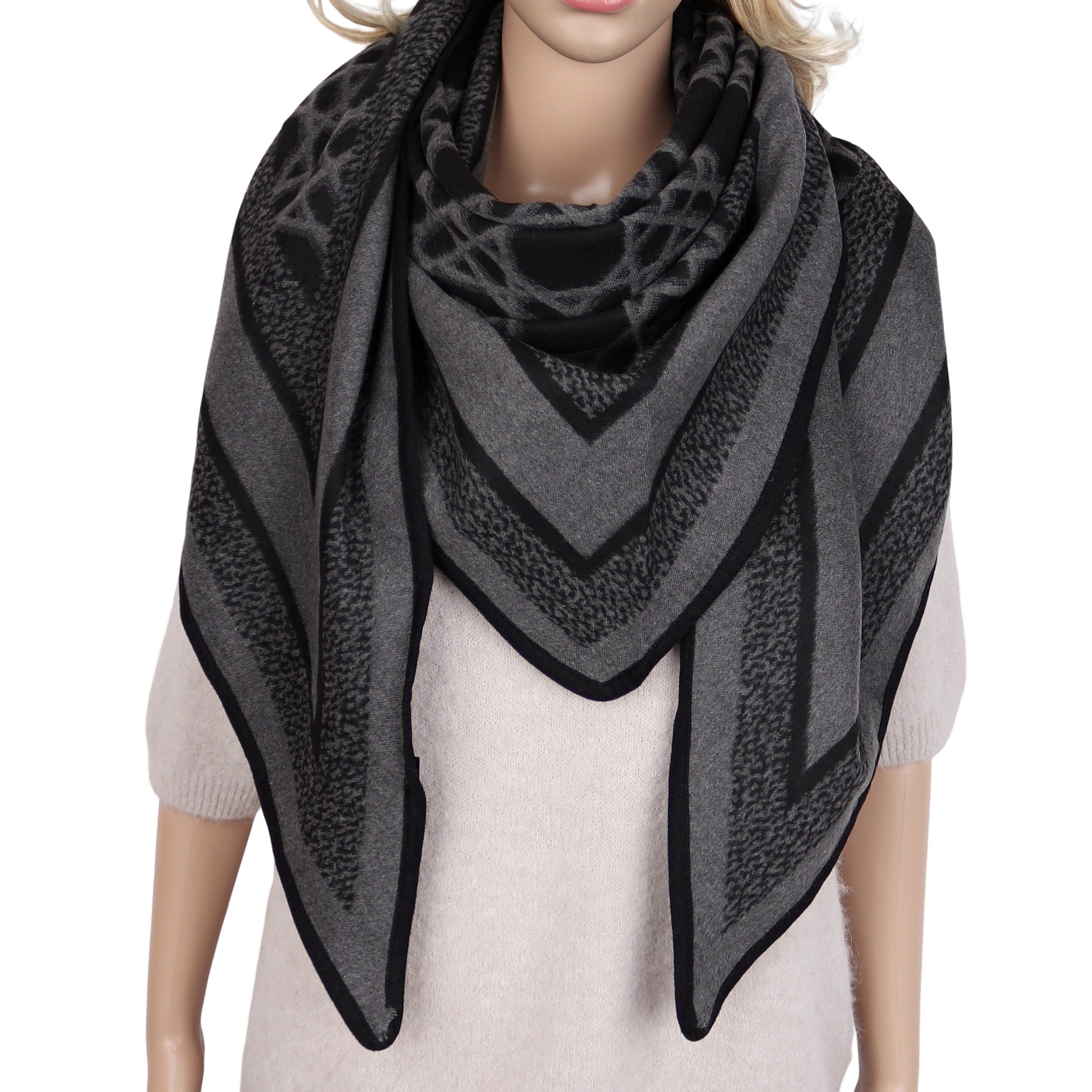 MIRROSI Dreieckstuch Damen XXL Dreieckschal Poncho 100x200 cm,mit Wollanteil, warmes Umhängetuch für Herbst & Winter