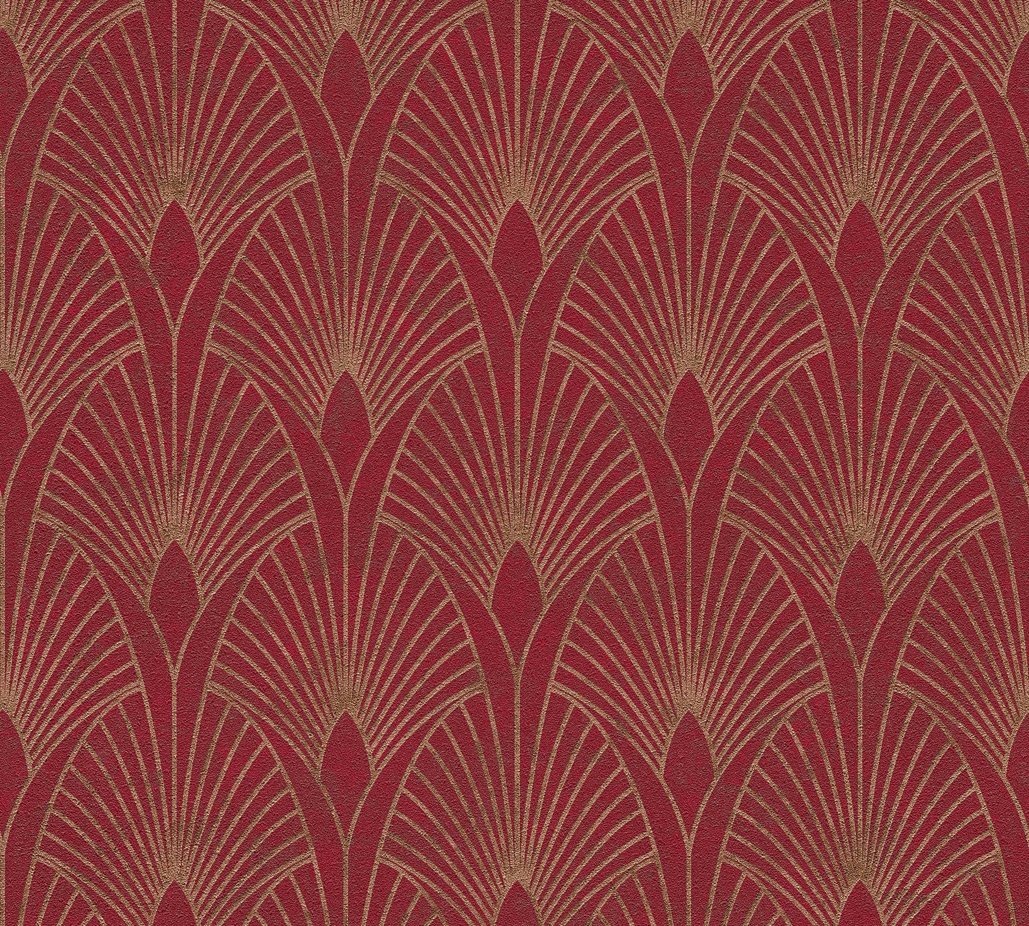 living walls 50's Optik, New rot Glam Deco Vliestapete Art Barock, Art Walls Tapete Deco