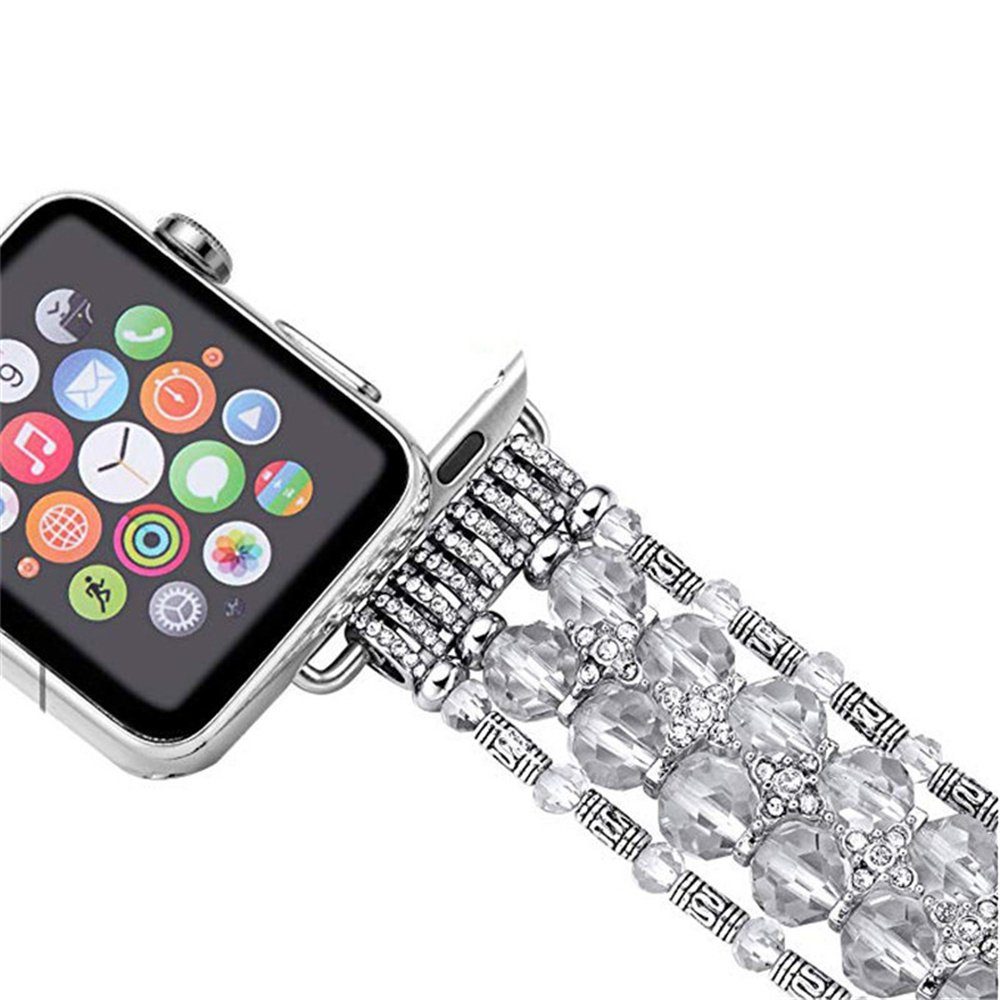 ELEKIN Smartwatch-Armband Silber 7/6/5/4/3/2/1 Series Kristall-Ersatzarmband für Fashion iwatch Strap