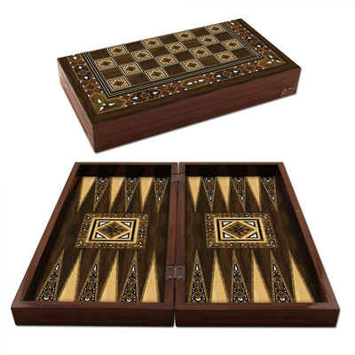 Backgammon Tavla Spielsteine Set mit Würfeln Ø3,5cm braun/beige