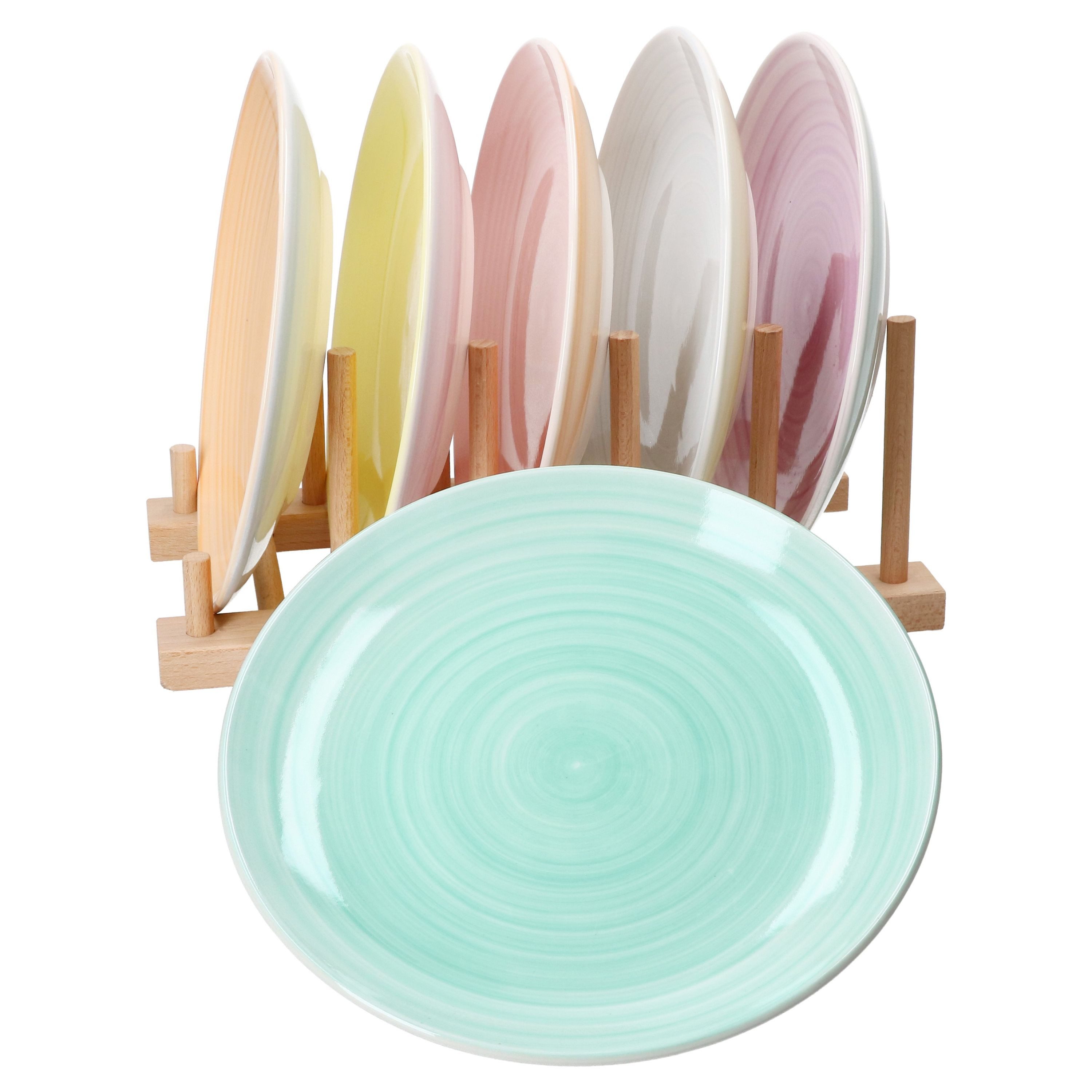 Frühstücksteller Pastello 6er Set Kuchenteller Steingut 6 Pers bunt Dessert-Teller