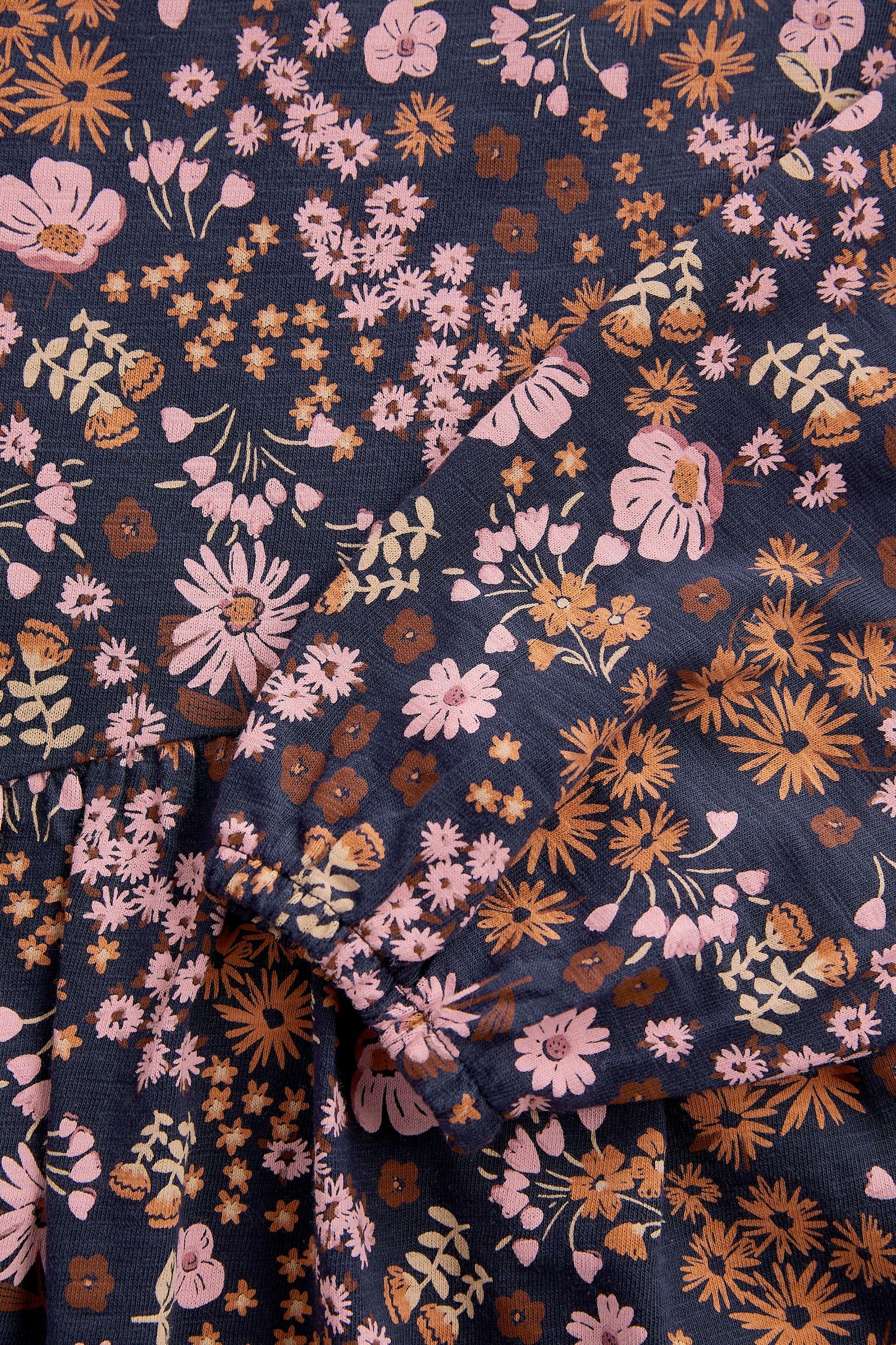 Langärmeliges Next Jerseykleid Blue/Pink Jerseykleid Navy Dark Print (1-tlg) Floral