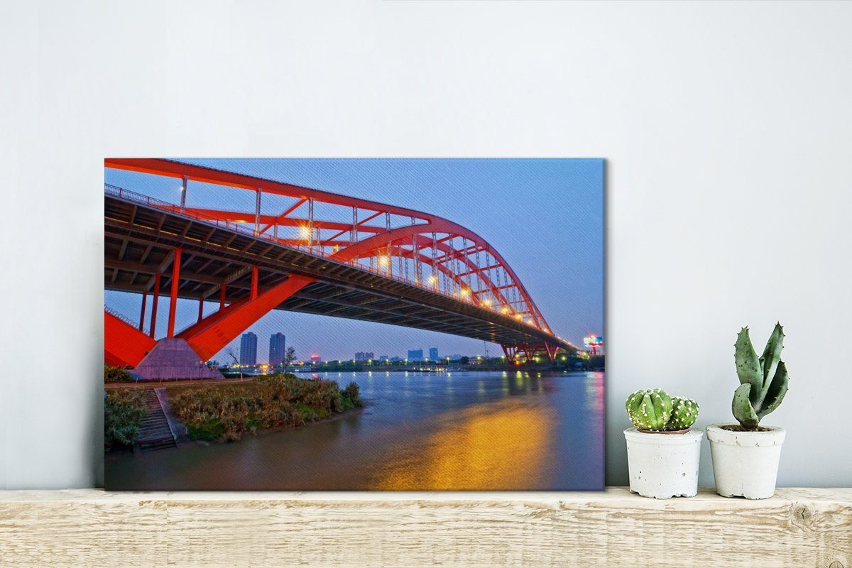 Leinwandbilder, Leinwandbild Aufhängefertig, in der chinesischen Foshan-Dongping-Brücke OneMillionCanvasses® Wanddeko, Wandbild Stadt, 30x20 (1 St), cm