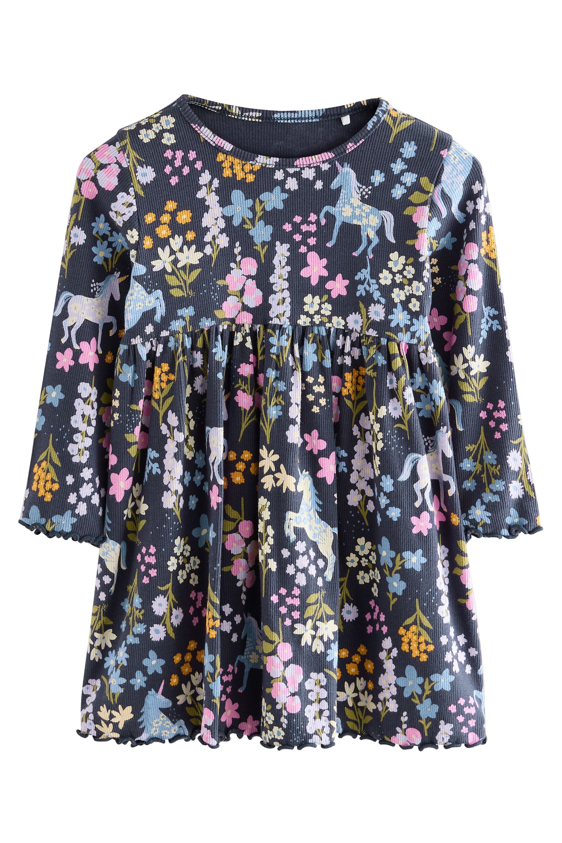 Next Blusenkleid Geripptes Langarmkleid (1-tlg) günstig online kaufen