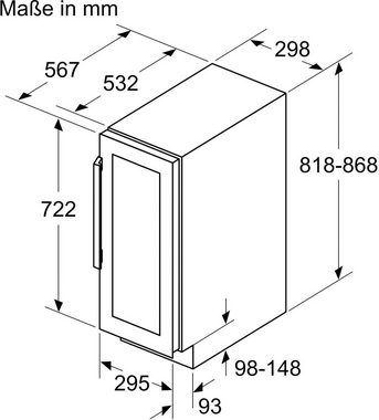 BOSCH Weinkühlschrank KUW20VHF0, für 21 Standardflaschen á 0,75l