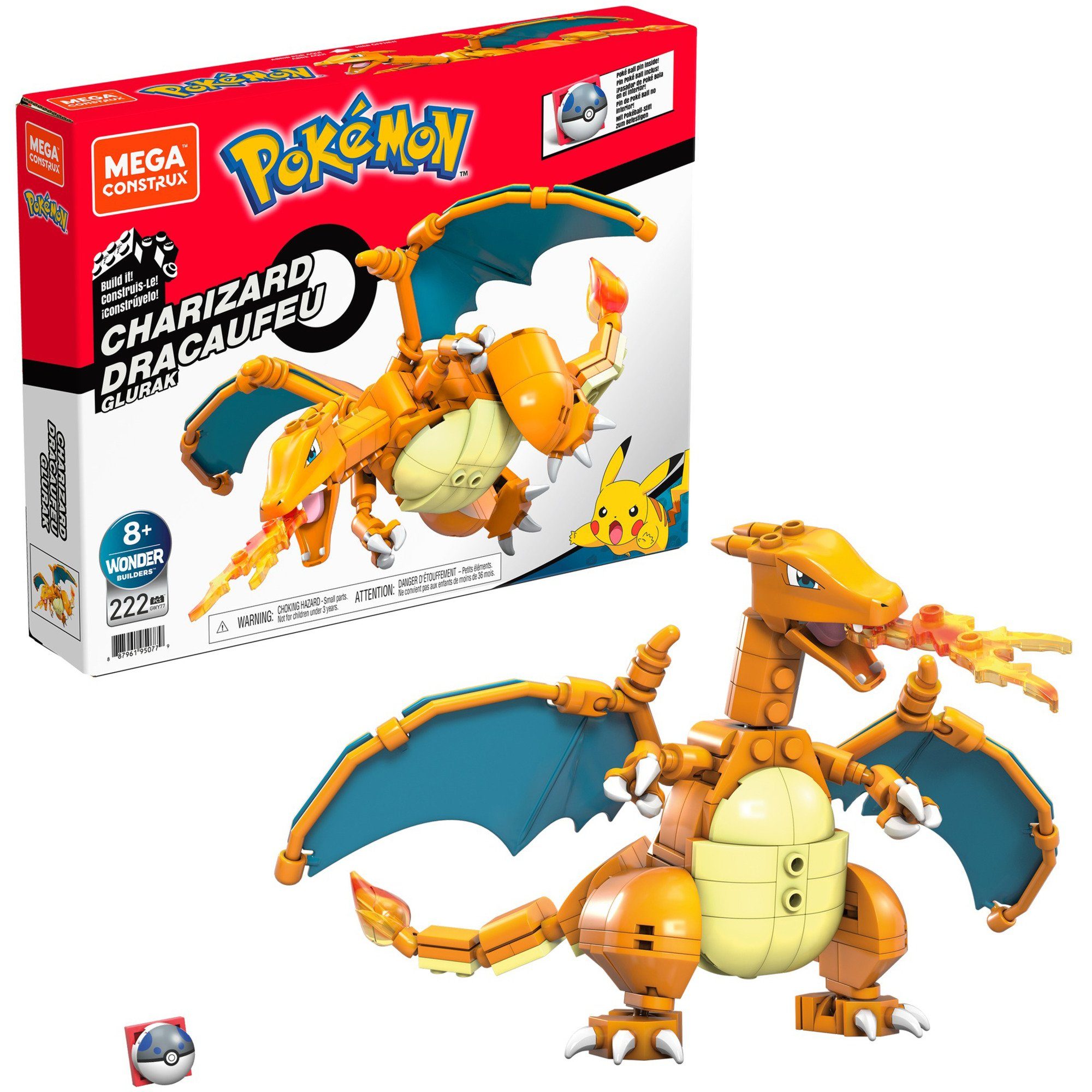 MEGA BLOKS MEGA Pokémon Bauspielzeugset Glurak mit Конструктора