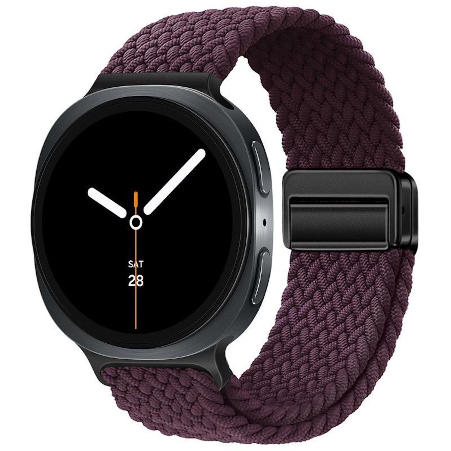 Wigento Smartwatch-Armband Für Samsung Galaxy Watch 8 / 8 Classic Magnetisches Nylon Band Weinrot, Atmungsaktiv, verstellbar, magnetisch