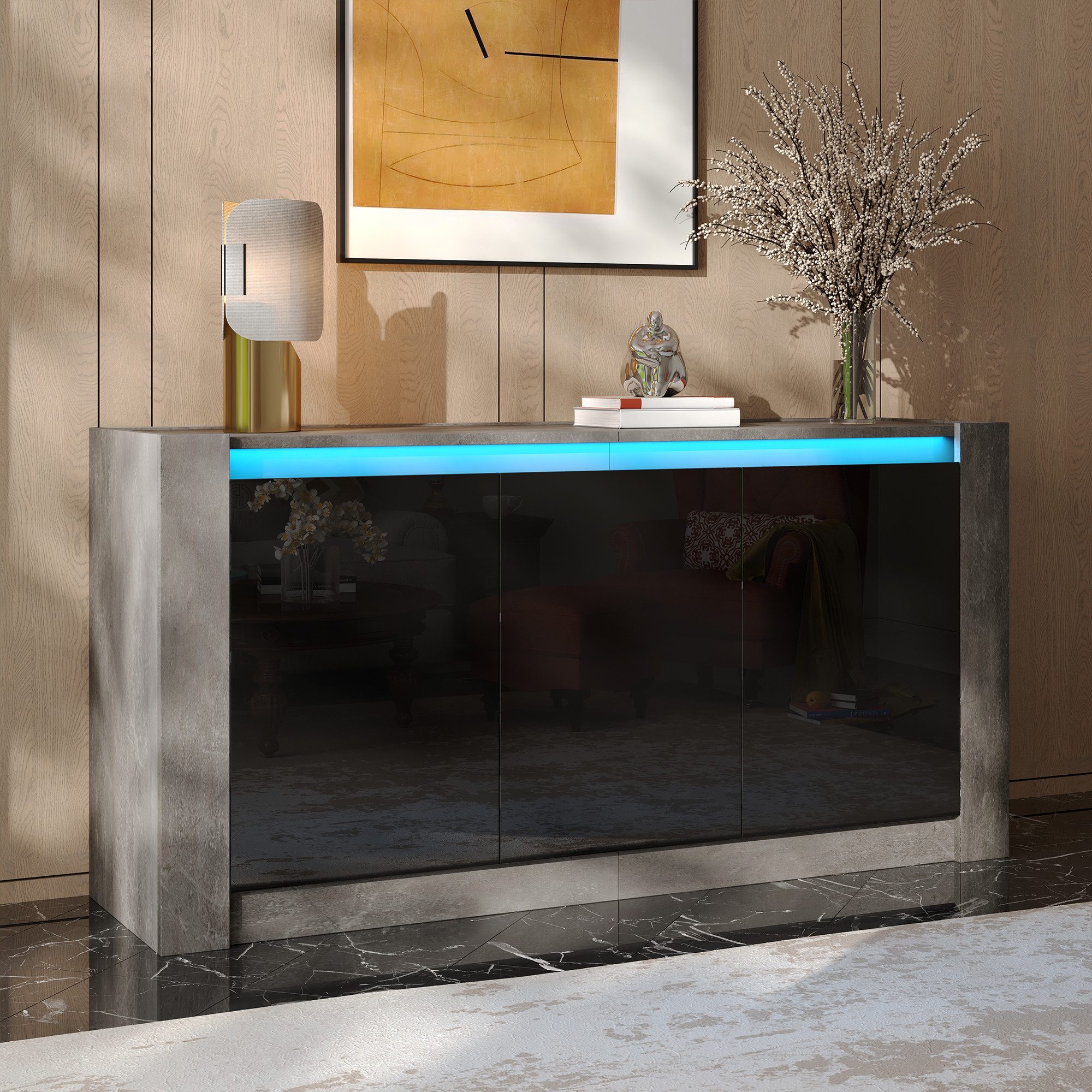 Furnishings Home Sideboard Stauraumschrank LED Küchenschrank günstig online kaufen