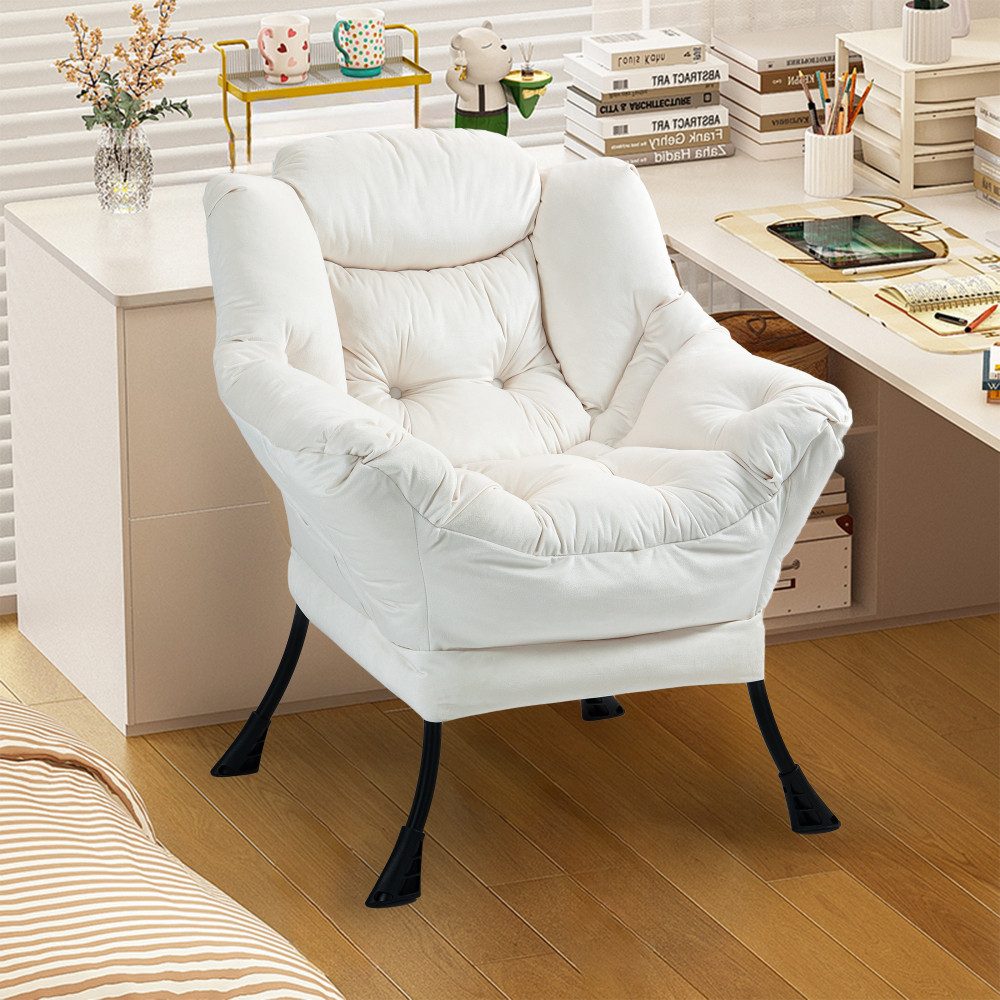 BBWL Sofa mit Metallrahmen, Bequemer Samt-Sessel, einfache Montage, Lazy Chair Entspannungsstuhl für Wohnzimmer, Schlafzimmer, Balkon