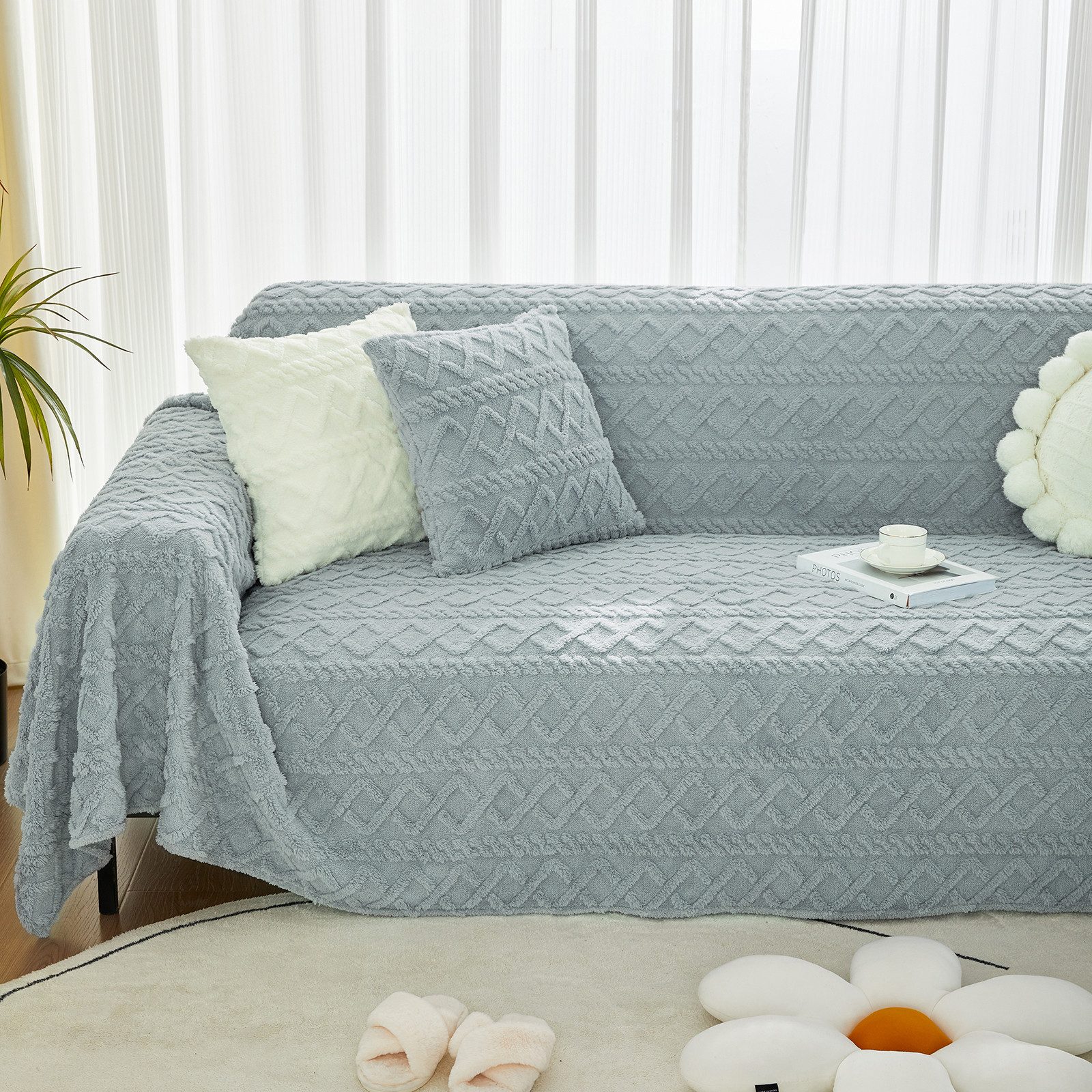 Jibenhome Sofahusse Jacquard Plüsch-Sofabezug Sofadecke,Couchschutz,Babydec günstig online kaufen