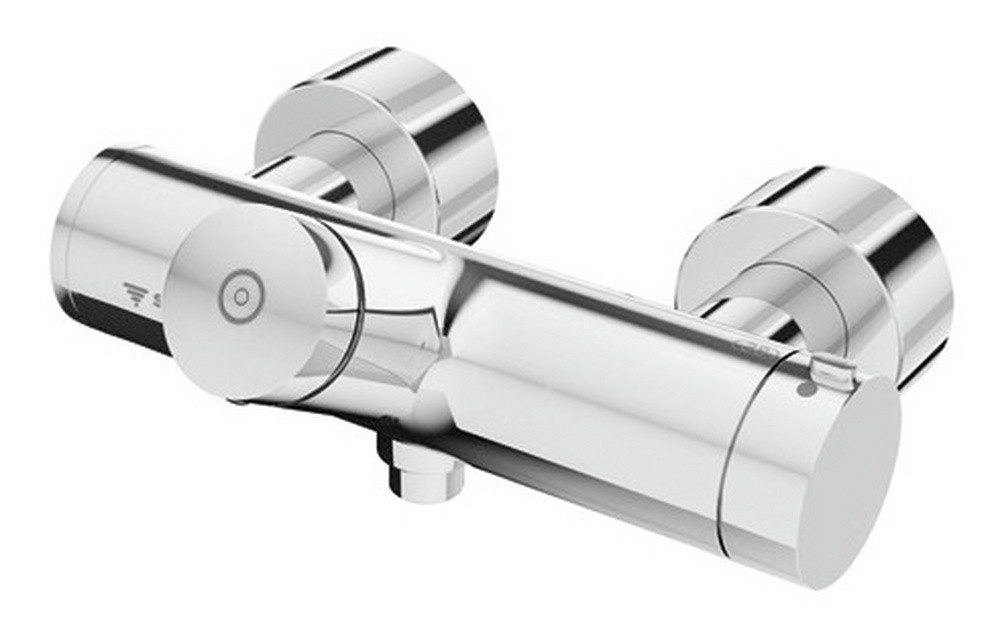 Schell Brausethermostat Vitus Aufputz-Duscharmatur Selbstschluss Abgang unten m. Ventil zur