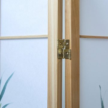 Homestyle4u Paravent 4fach Raumteiler Shoji natur Bambusmuster, 4-teilig
