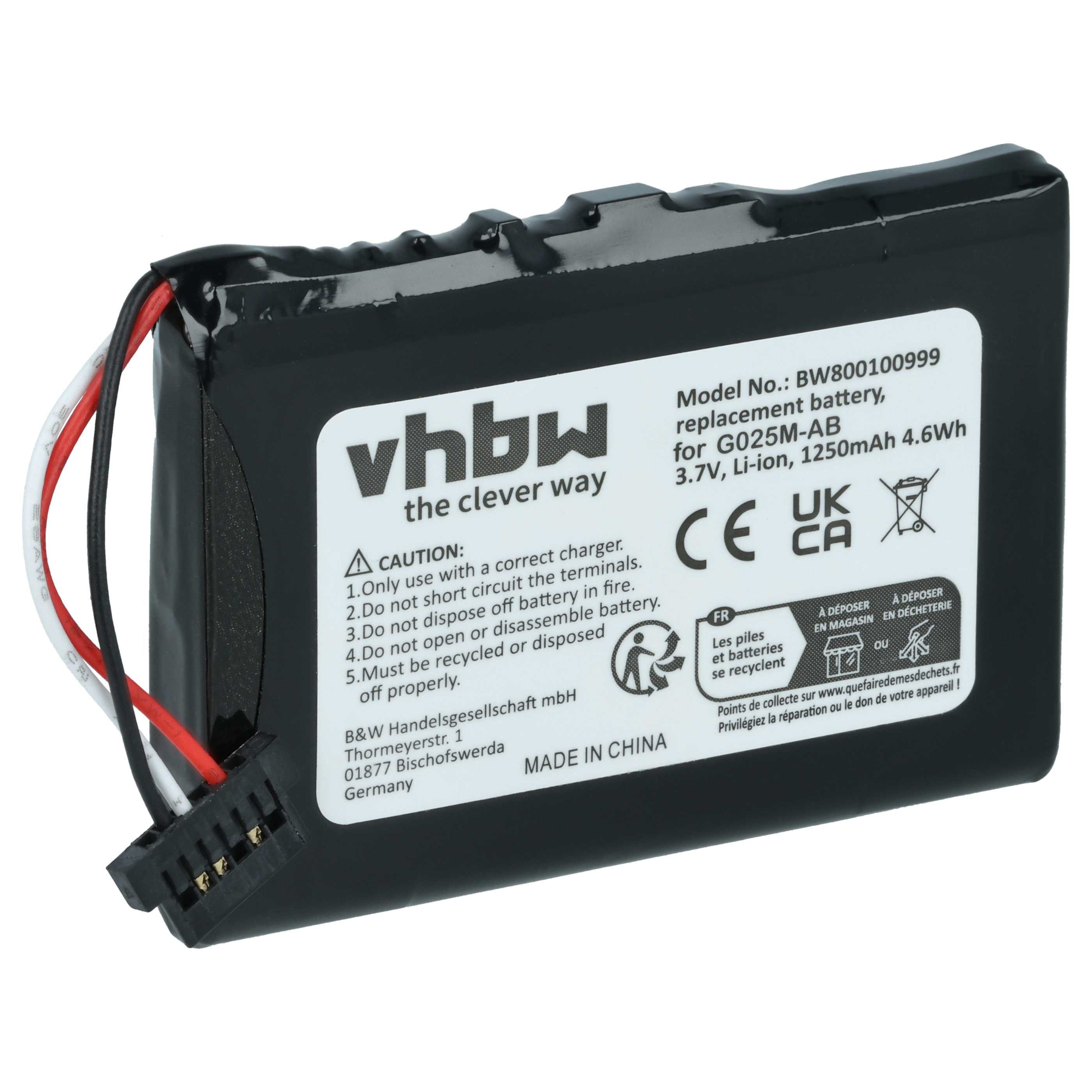 vhbw Akku Ersatz für BPLP720, G025A-Ab, G025M-AB, SJM120, BP-LP1200 für Akku Akku Li-Ion 1200 mAh (3,7 V, 1 St), Leistungsfähiger Austausch-Akku für Navigationsgerät, Wiederaufladbar