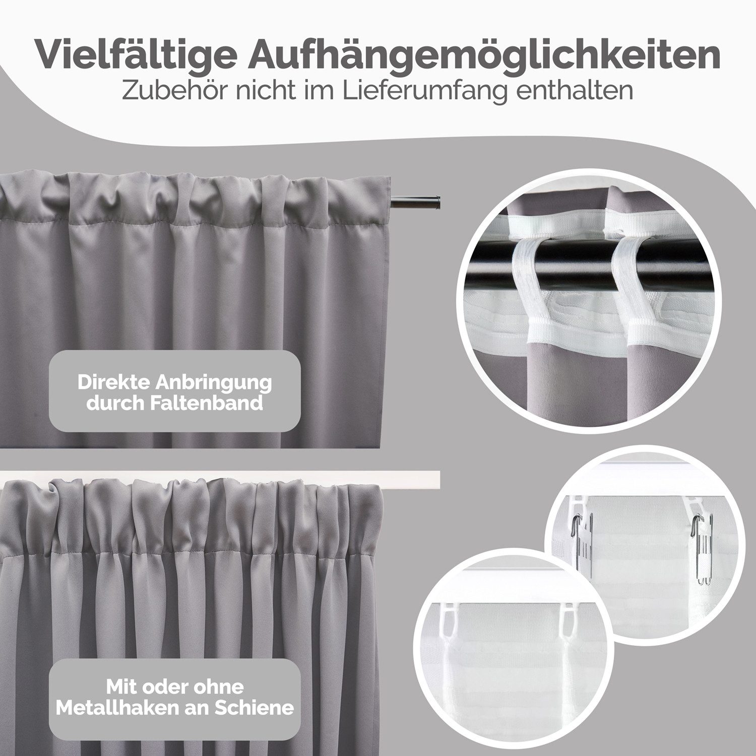 Blumtal Verdunkelungsvorhang Verdunkelungsvorhang 2er-Set Thermovorhang Wärme- & Kälteisolierend, OEKO TEX Zertifiziert mit Kräuselband – Bild 3 von 5