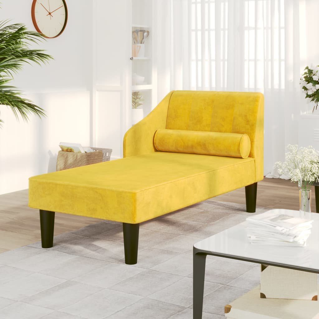 Samt Nackenrolle mit vidaXL Chaiselongue Gelb Sofa