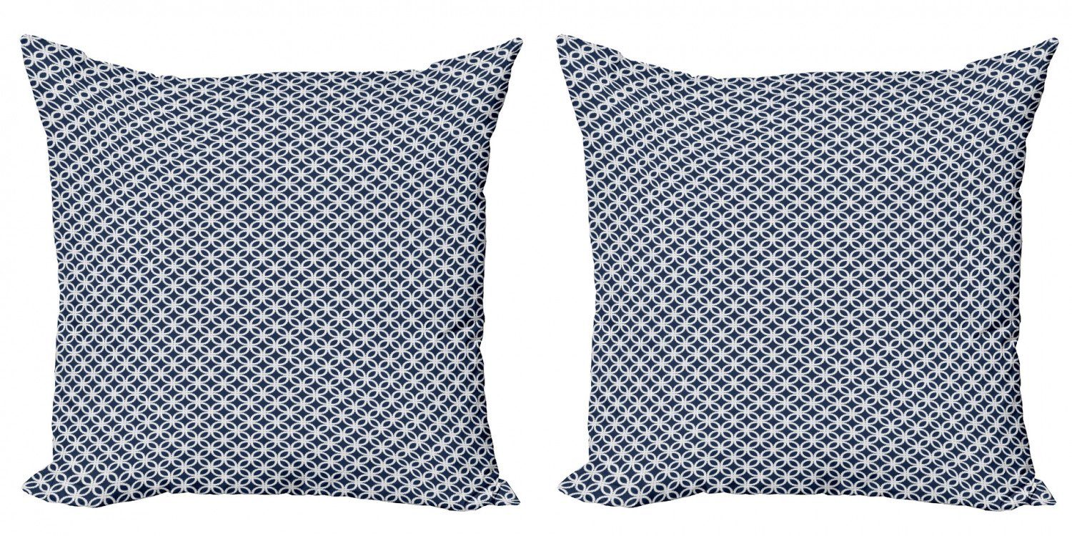 Kissenbezüge Modern Accent Doppelseitiger Digitaldruck, Abakuhaus (2 Stück), Navy blau Geometrisches Marine-Seil