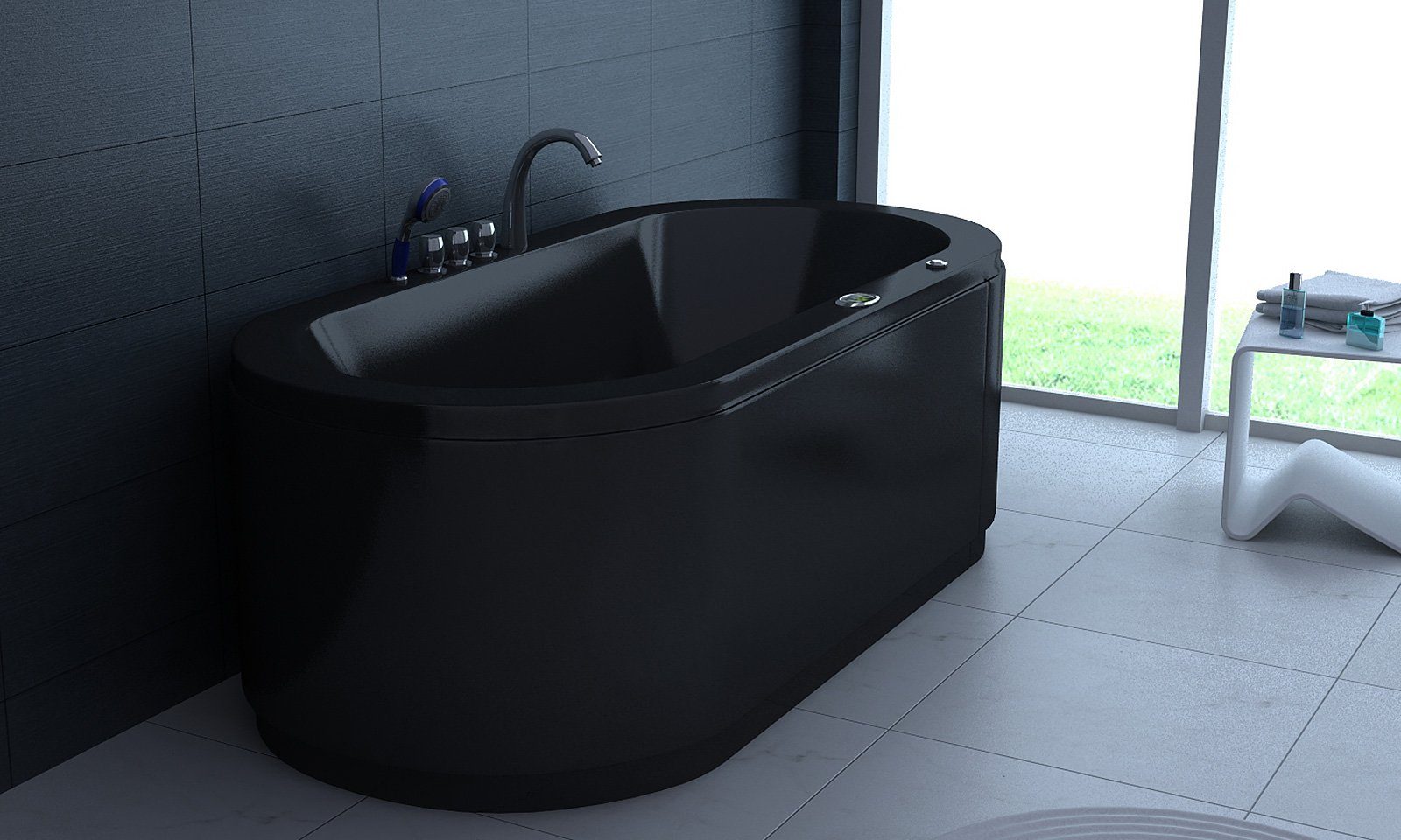 Jet-Line Whirlpool-Badewanne Whirlpool Indoor Spa Badewanne VILLA SOFIA schwarz