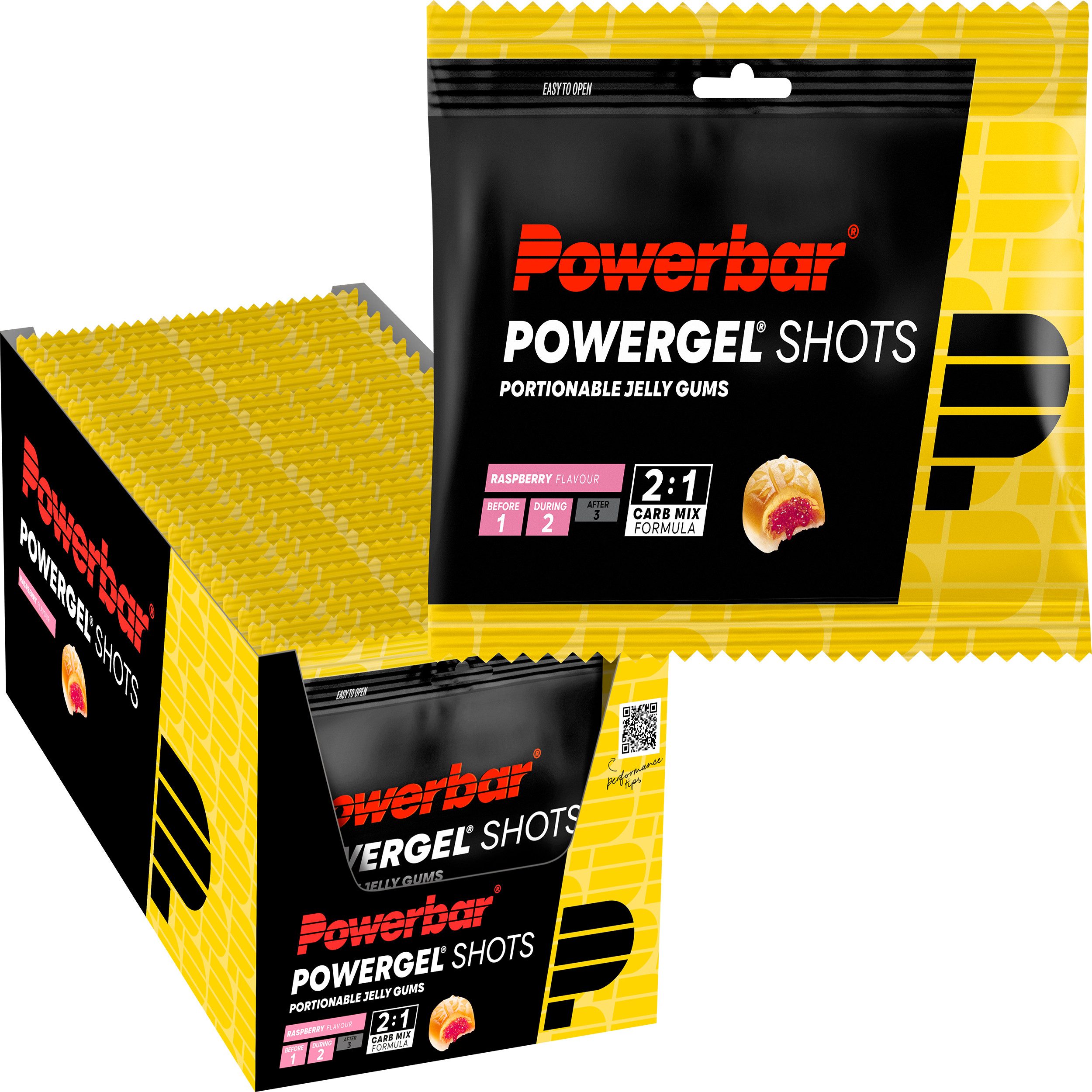 PowerBar PowerGel Shots Himbeere High Carb Energie Gummis 24x60g koffeinfrei Gummis, 24 er 1440 g, Vitamin B6