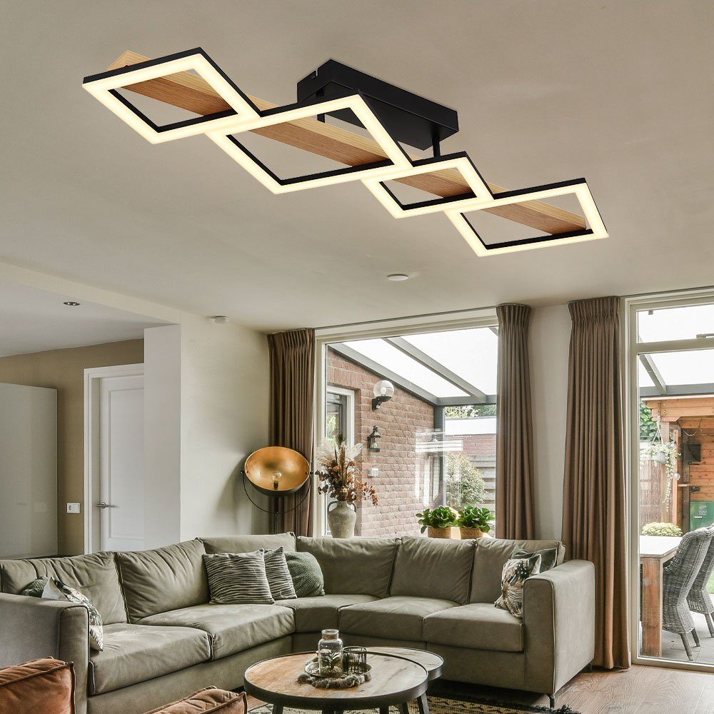 Globo LED Deckenleuchte, LED-Leuchtmittel fest verbaut, Warmweiß,  Deckenleuchte Holz Wohnzimmerlampe LED Designleuchte Deckenlampe