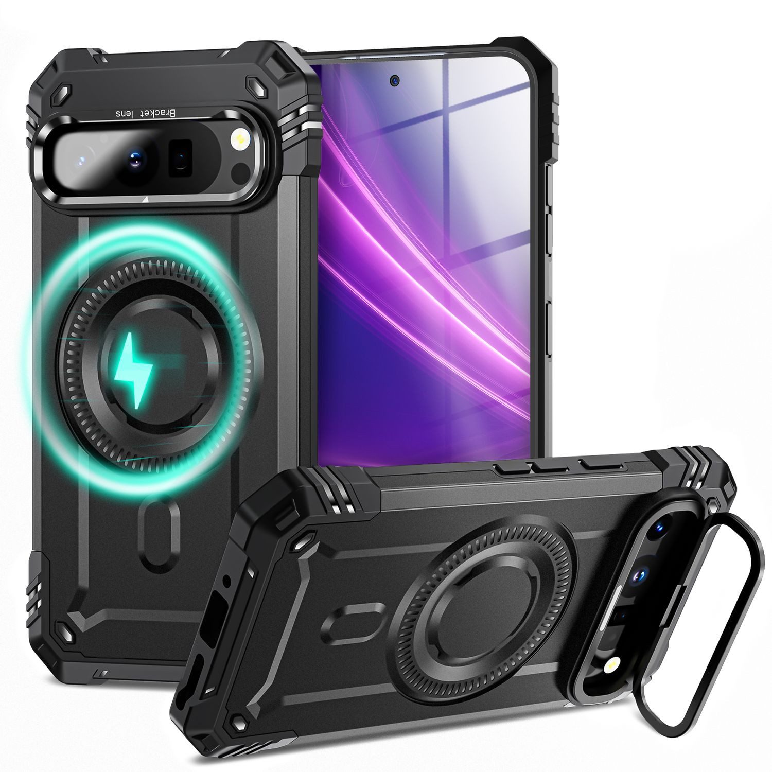 Nalia Smartphone-Hülle Google Pixel 9 Pro 16 cm (6,3 Zoll), Panzerhülle / Sturzsicher / MagSafe / Kickstand / Militär Schutzhülle