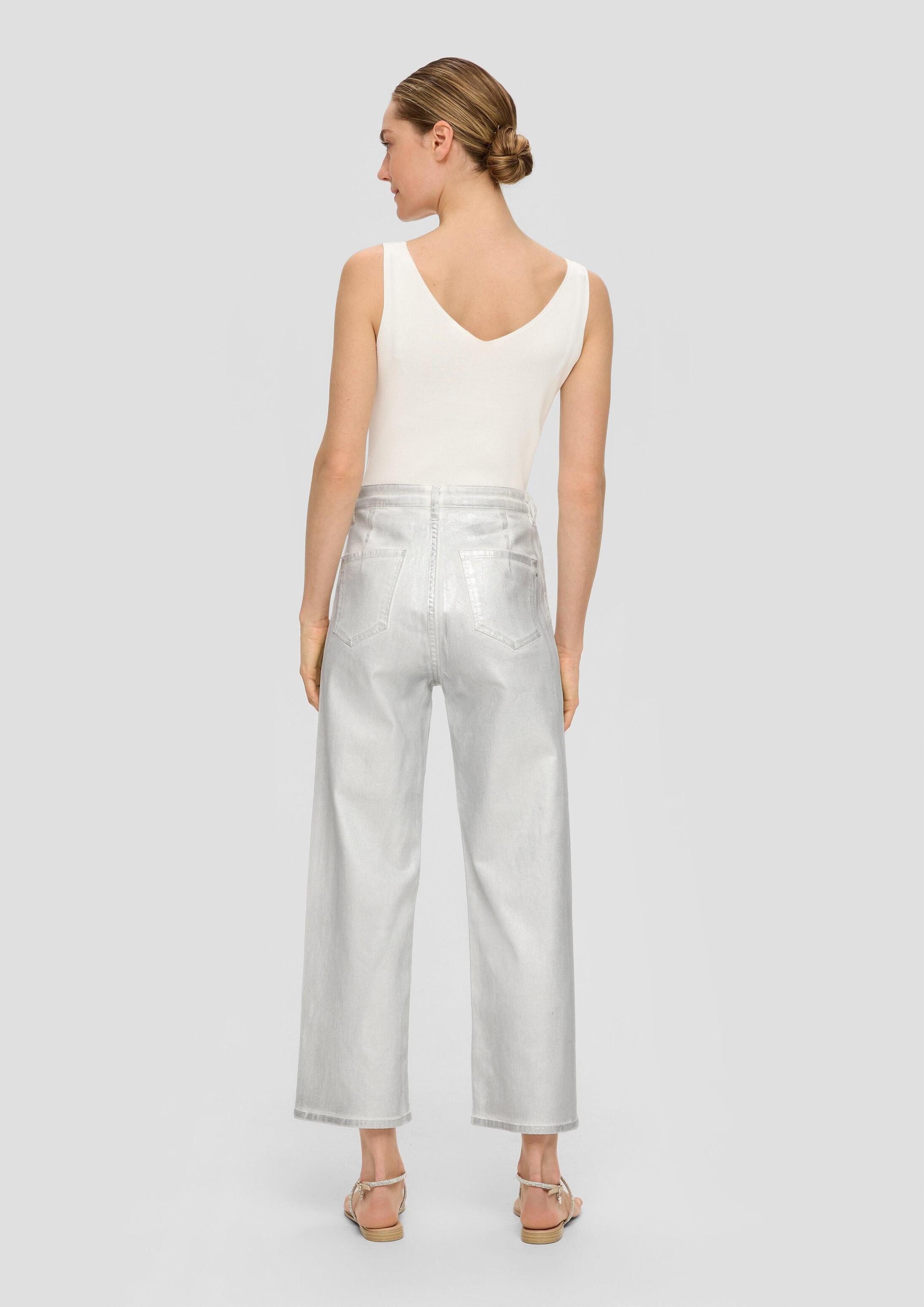s.Oliver Weite Jeans Jeans-Hose SURI Cropped-Jeans Suri / High Rise / Wide Leg / aus Foil Coated Denim