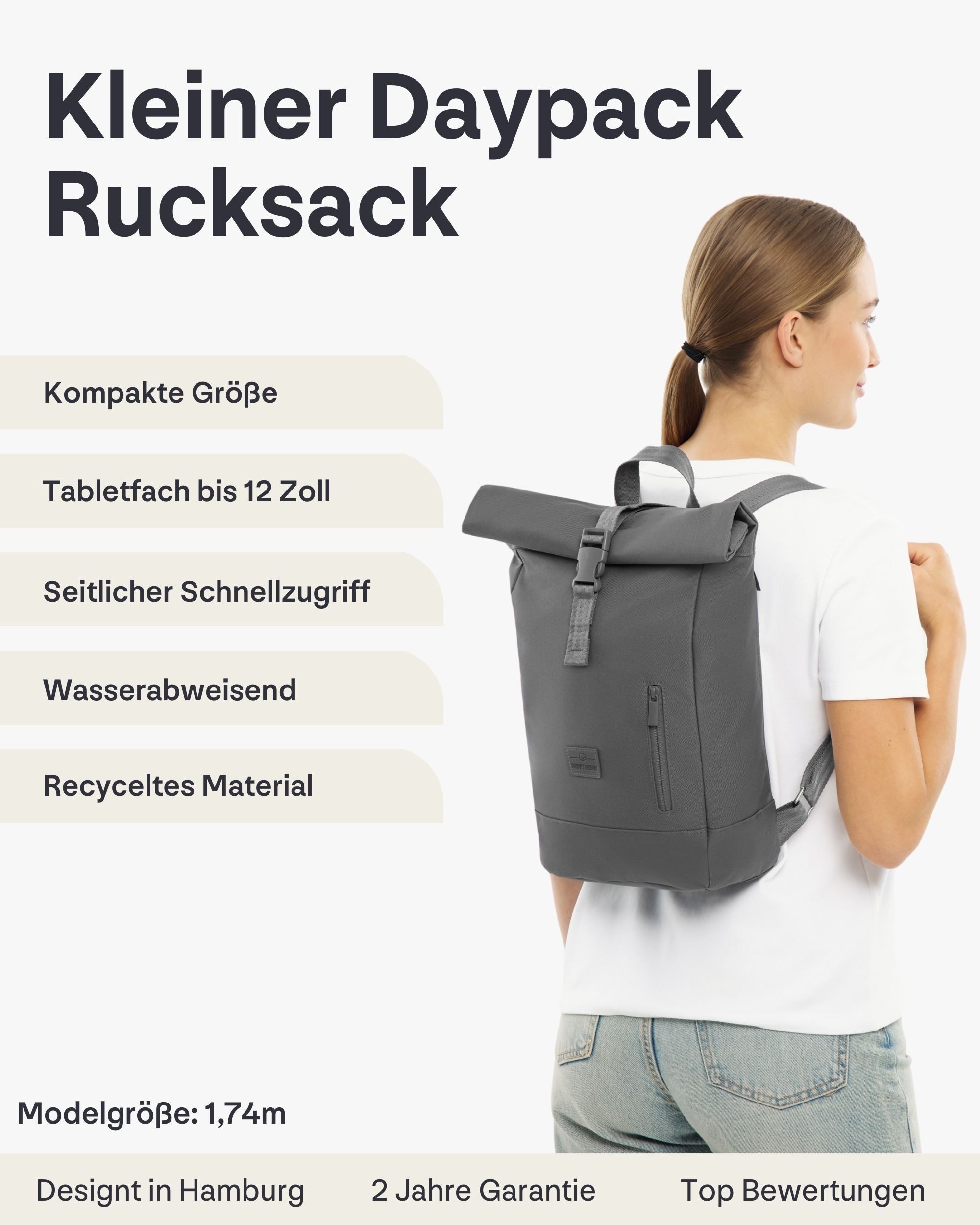 Johnny Urban Cityrucksack Robin Small, Rolltop Damen Herren (1-tlg), Wasserabweisend