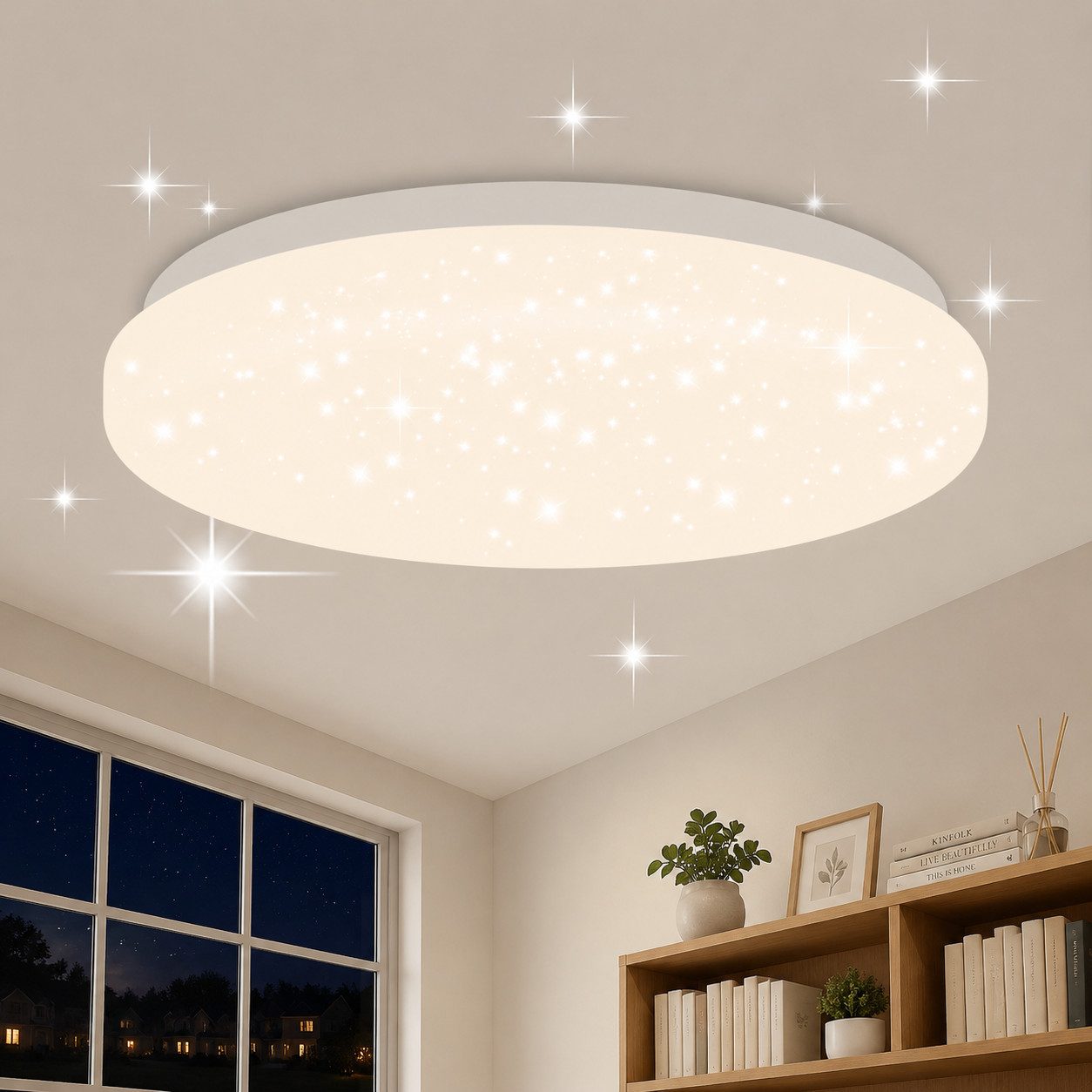 Nettlife LED Deckenleuchte LED Deckenleuchte 15W Fernbedienung 3000K/4000K Warmweiß, LED fest integriert, augenschonend für Baby- und Kinderzimmer