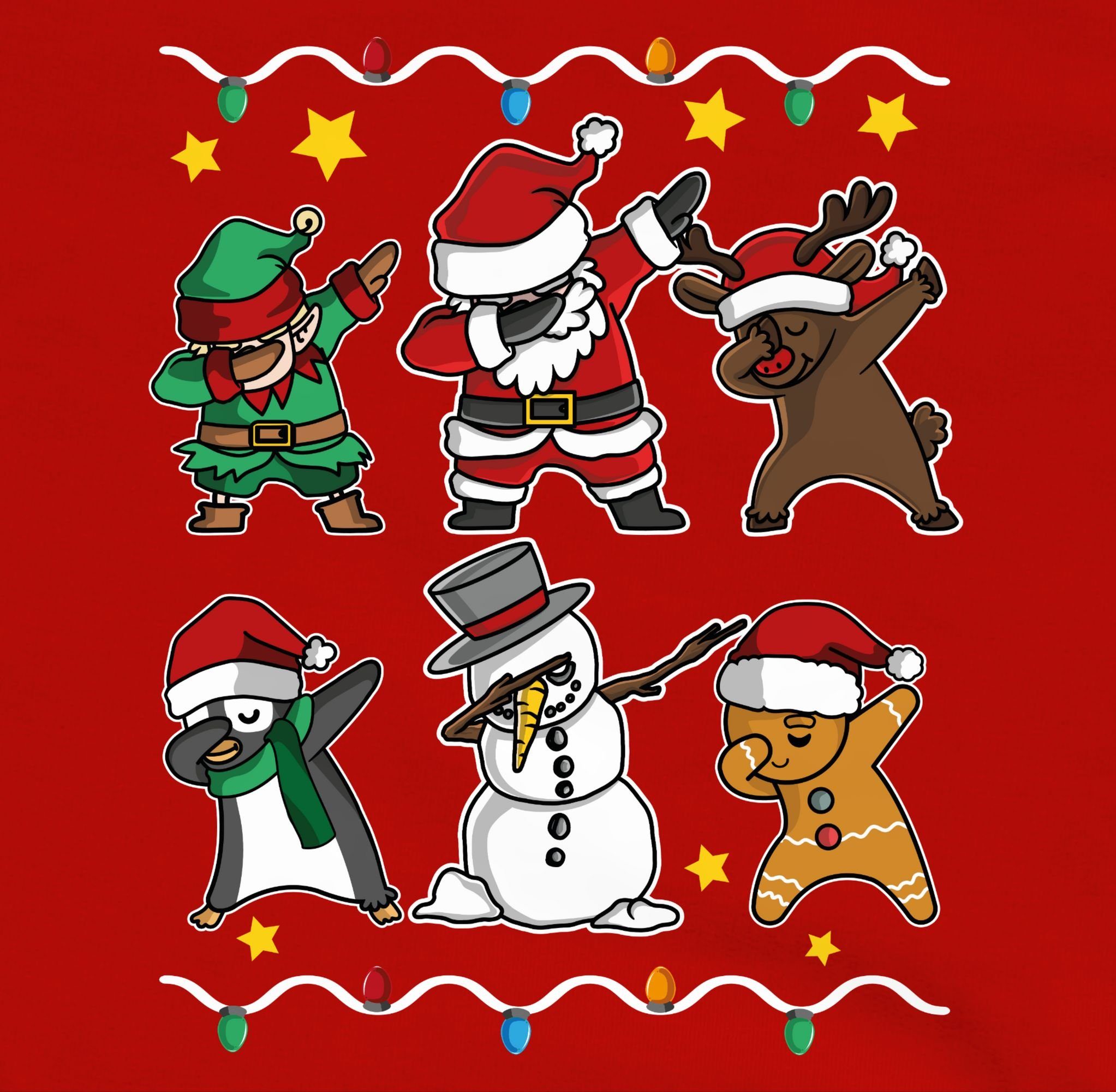 Shirtracer Hoodie Dabbing Weihnachtsfiguren Schneemann Rot/Schwarz Weihnachten Rentier Kinder Kleidung 1 Weihnachtsmann