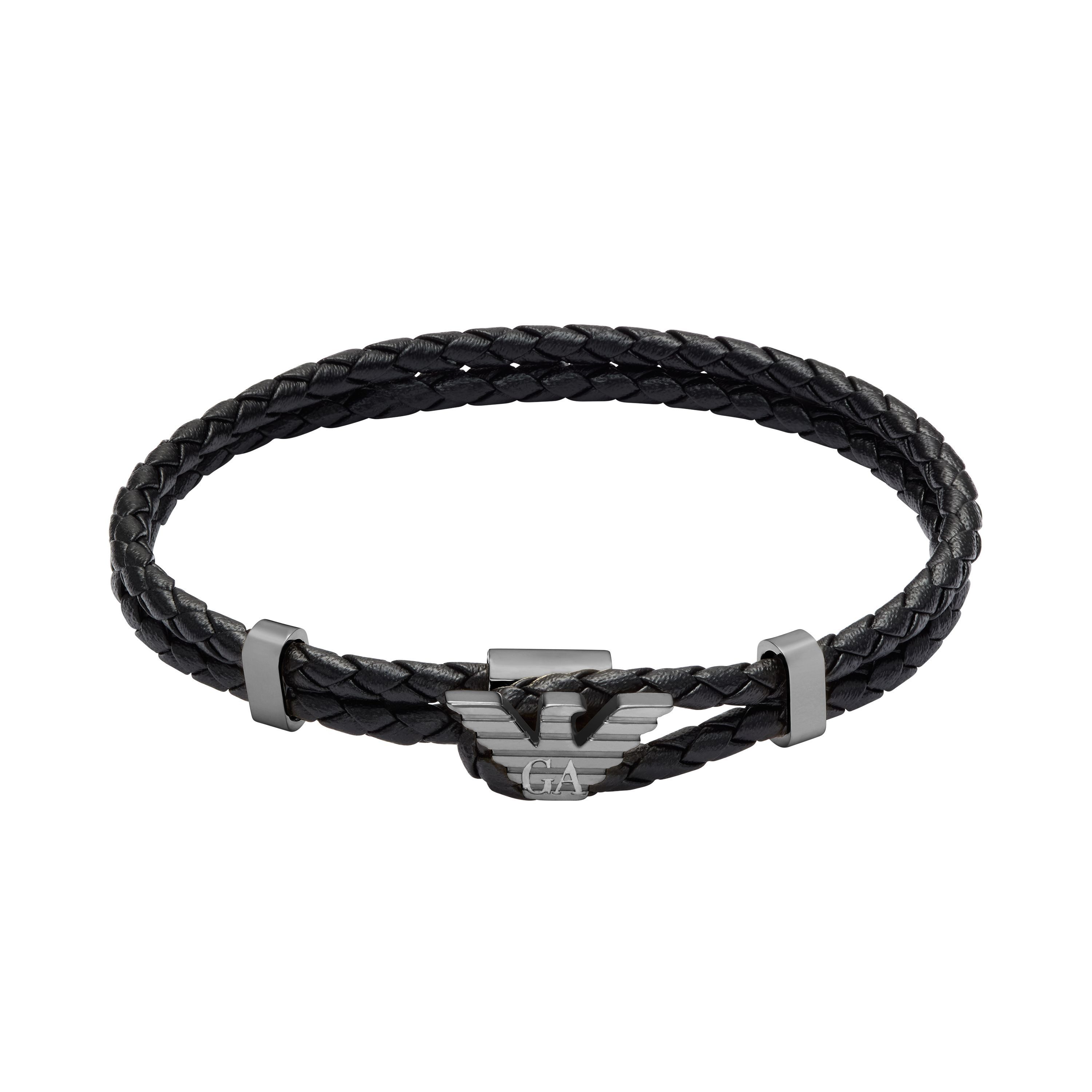 Emporio Armani Lederarmband Schmuck Geschenk Edelstahl, Leder