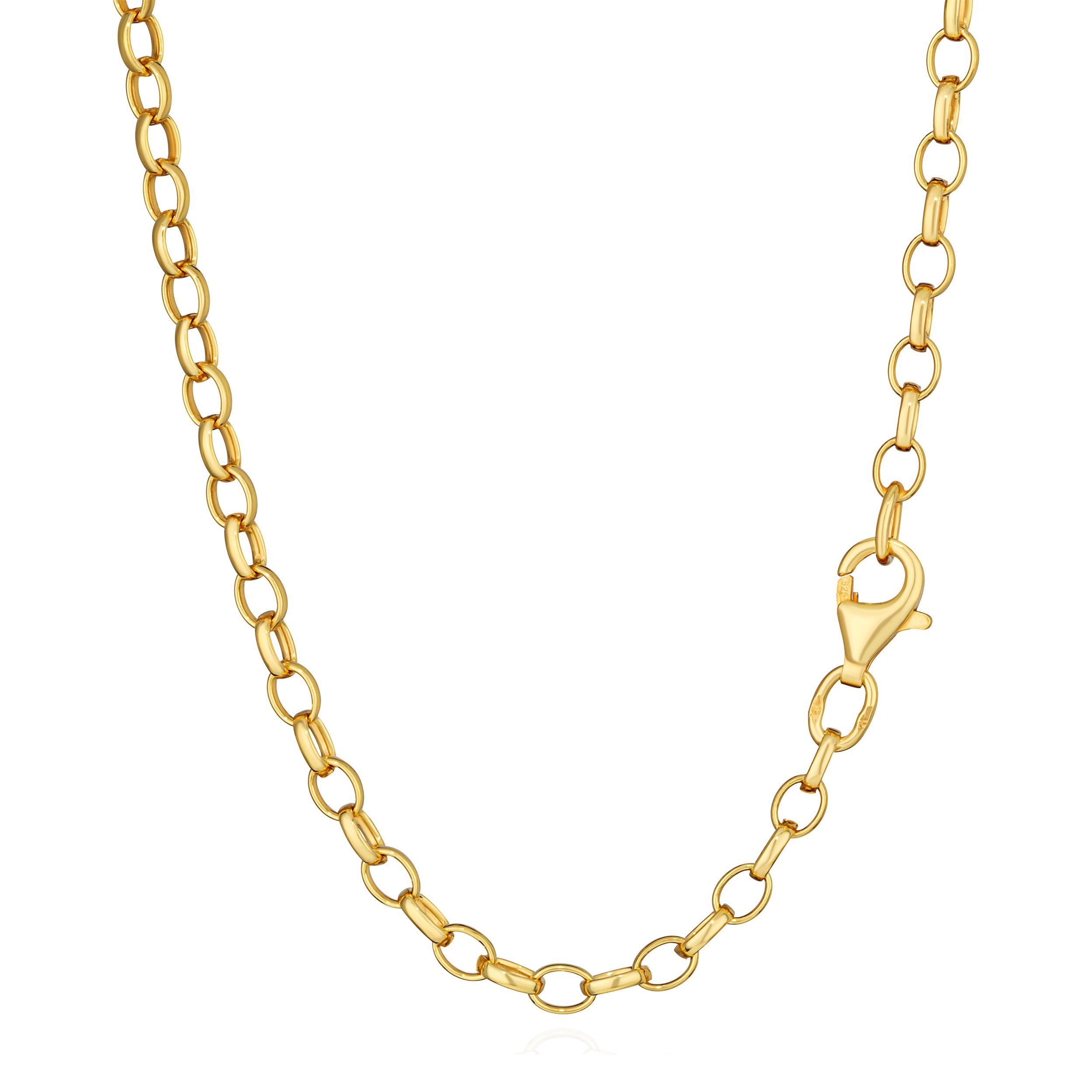 Silberkette Edle Halskette 45cm, Erbskette rund, 925 Silber Gelbgold vergoldet, 2