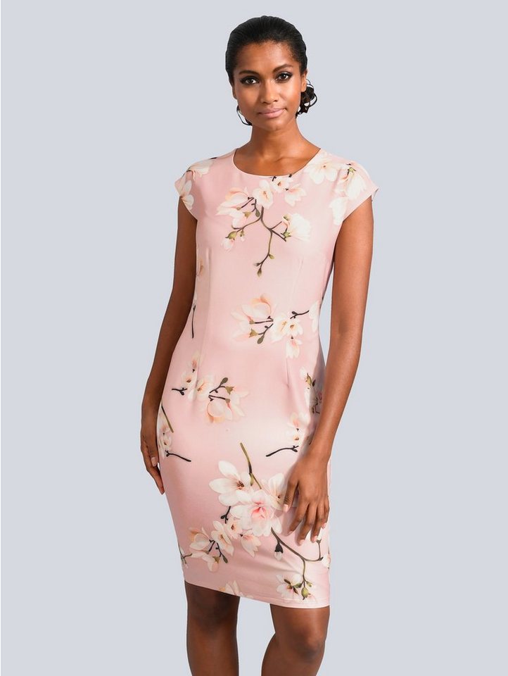 Alba Moda Kleid allover im floralen Dessin in rosa